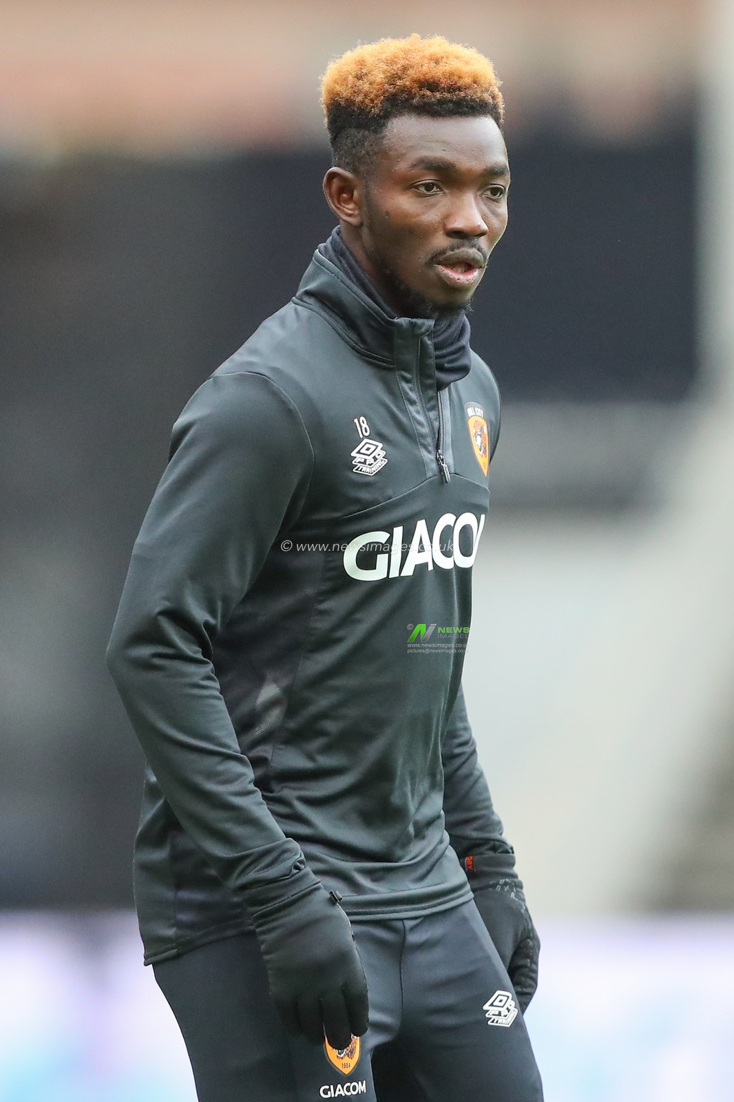 Adama TraorÃ© #18 of Hull City during the pre-game warm up ahead of the Sky Bet Championship match Bristol City vs Hull City at Ashton Gate, Bristol, United Kingdom, 25th February 2023

(Photo by Gareth Evans/News Images)