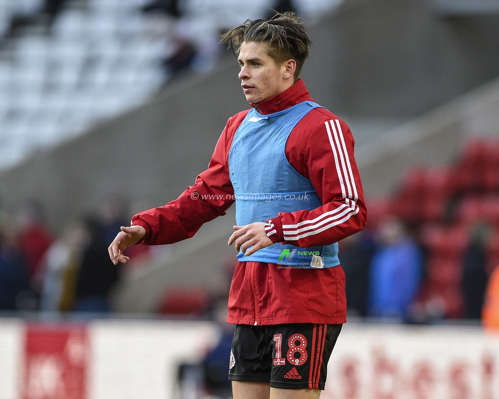 8th February 2020, Stadium Of Light, Sunderland, England; Sky Bet League 1, Sunderland v Ipswich Town : George Dobson (18) of Sunderland during the pre-game warmup