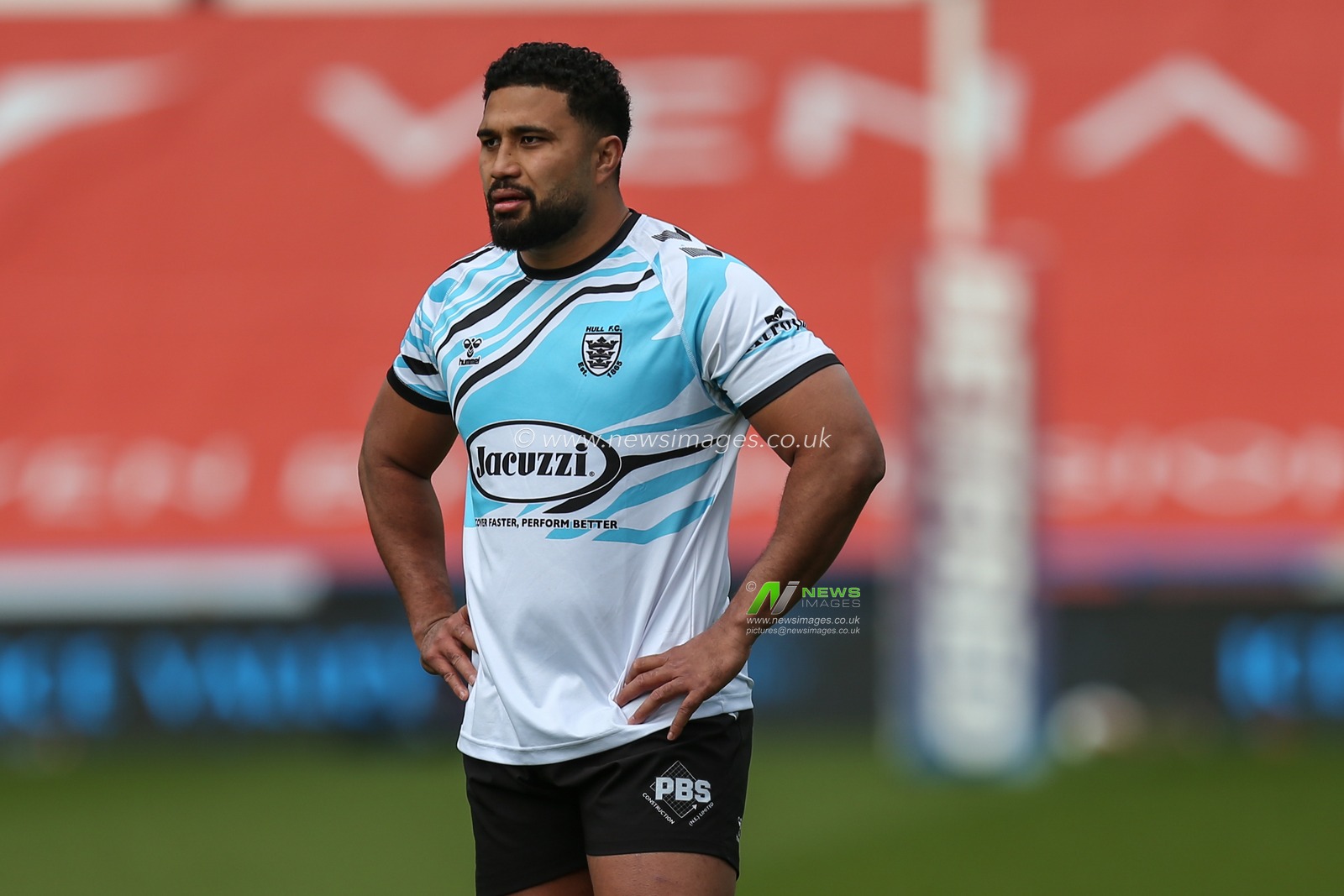 Chris Satae #10 of Hull FC during pre-game warm up