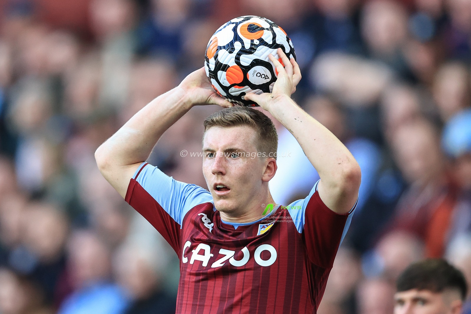 Matt Targett #3 of Aston Villa takes a throw-in