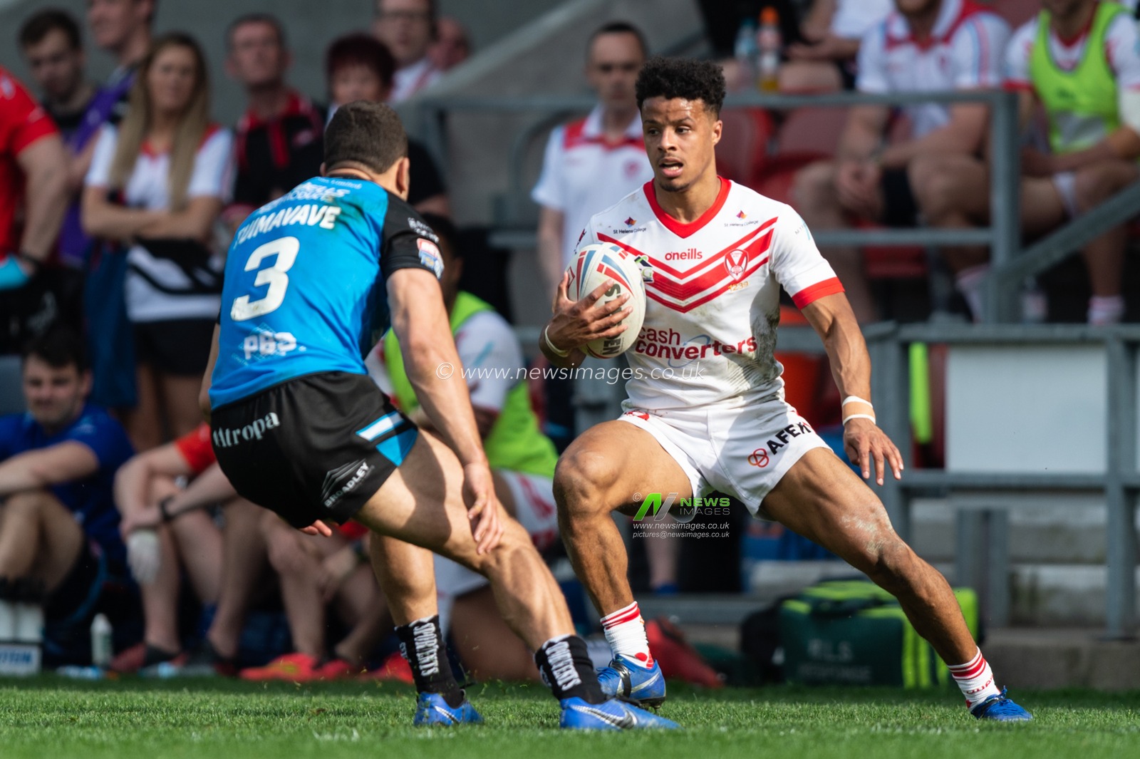 22nd April 2019 , Totally Wicked Stadium, St Helens, England;  Betfred Super League, Round 12, St Helens vs Hull FC, Regan Grace of St Helens during the game

Credit: Richard Long/News Images