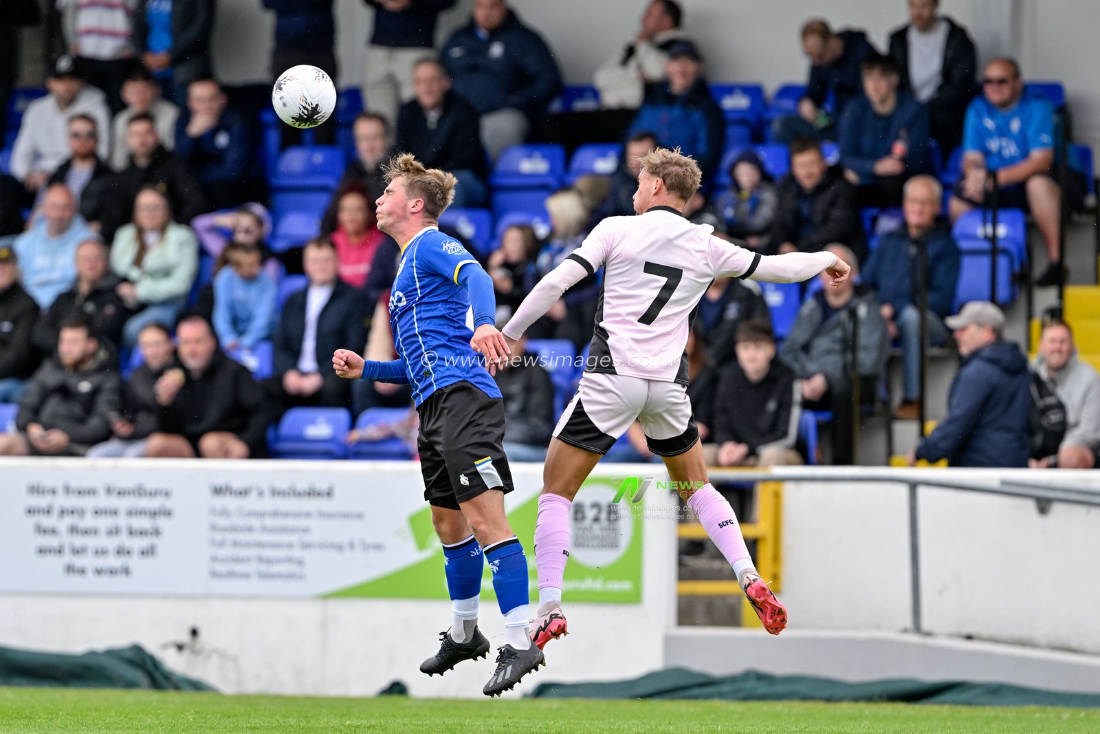 Adam Bott of Chester heads the ball during the Pre-season friendly match Chester vs Stockport County at Deva Stadium, Chester, United Kingdom, 6th July 2024

(Photo by Cody Froggatt/News Images)