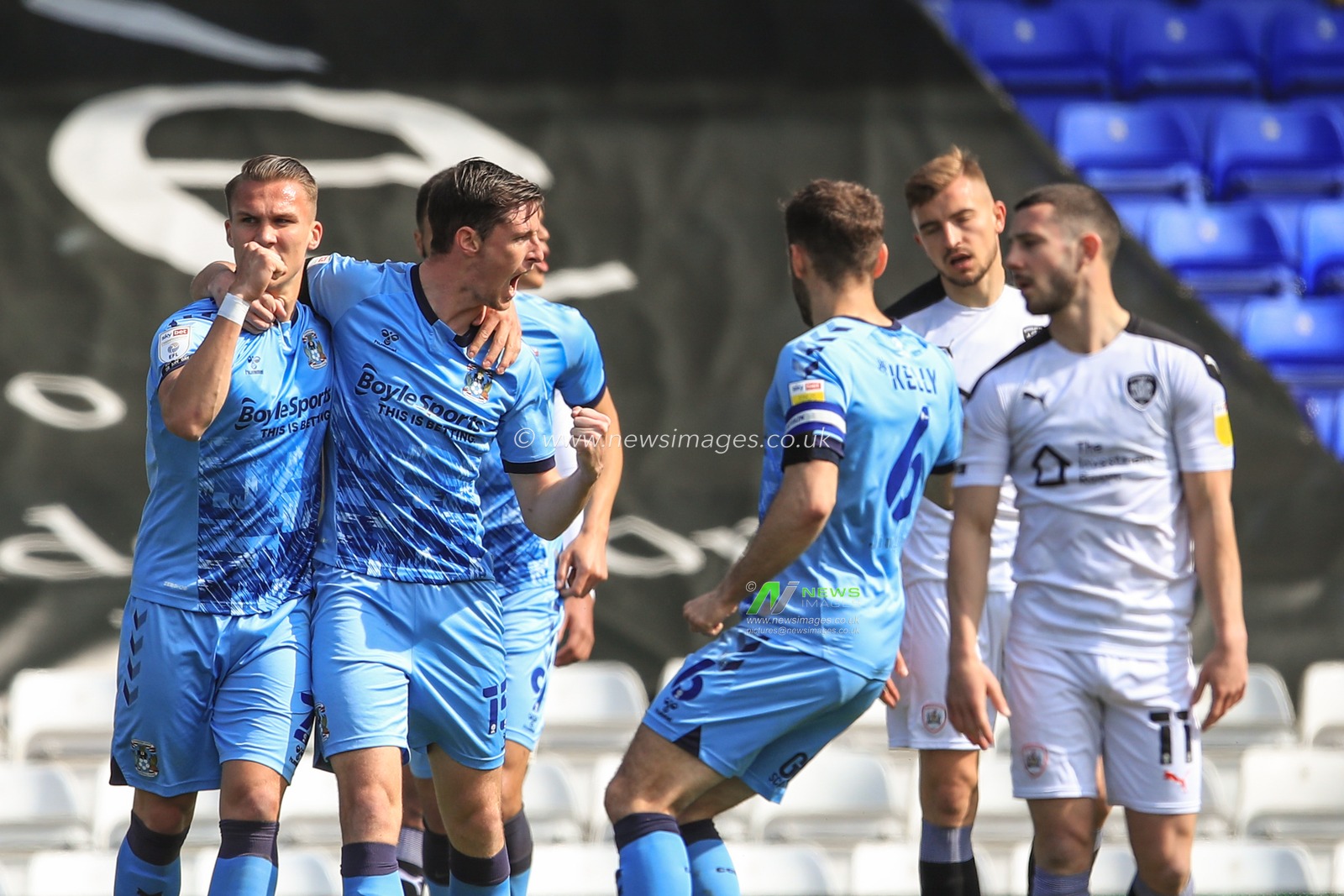Dominic Hyam #15 of Coventry City celebrates his goal to make it 1-0