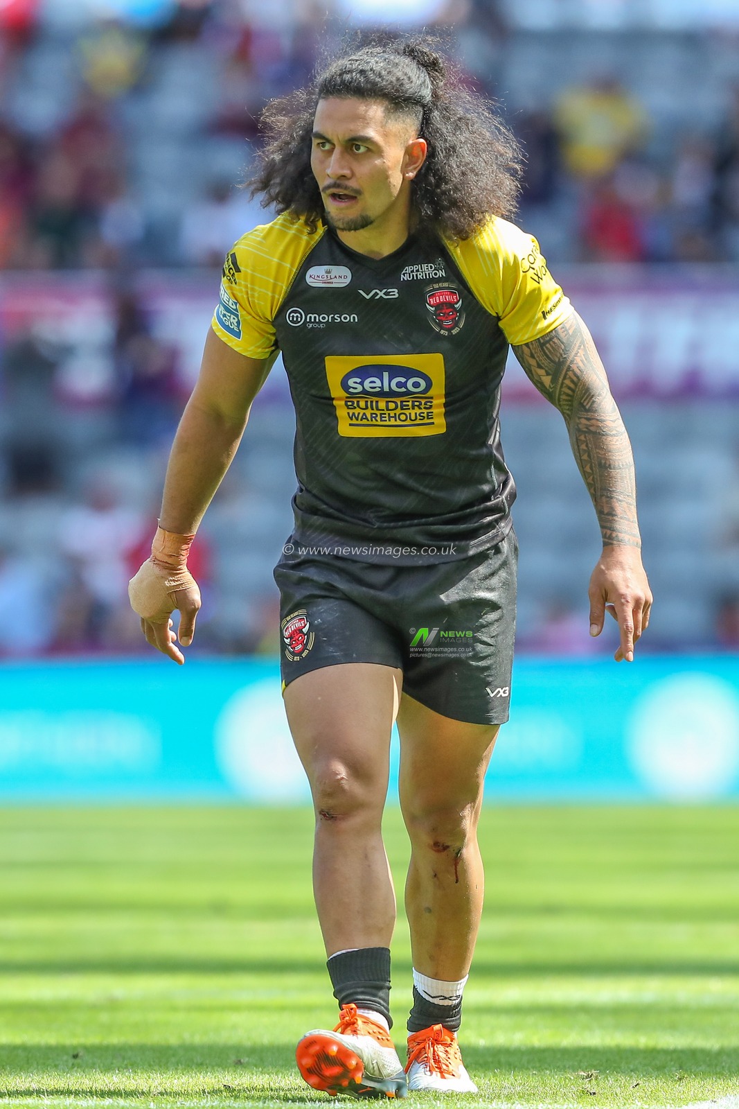 Tim Lafai #4 of Salford Red Devils during the Betfred Super League Magic Weekend match Salford Red Devils vs Hull KR at St. James's Park, Newcastle, United Kingdom, 3rd June 2023

(Photo by Gareth Evans/News Images)