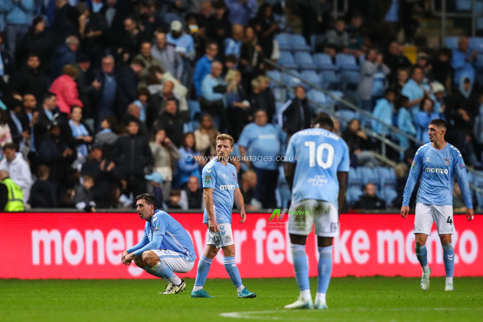 Coventry City players react to their teams loss after the Carabao Cup match Coventry City vs Tottenham Hotspur at Coventry Building Society Arena, Coventry, United Kingdom, 18th September 2024

(Photo by Gareth Evans/News Images)