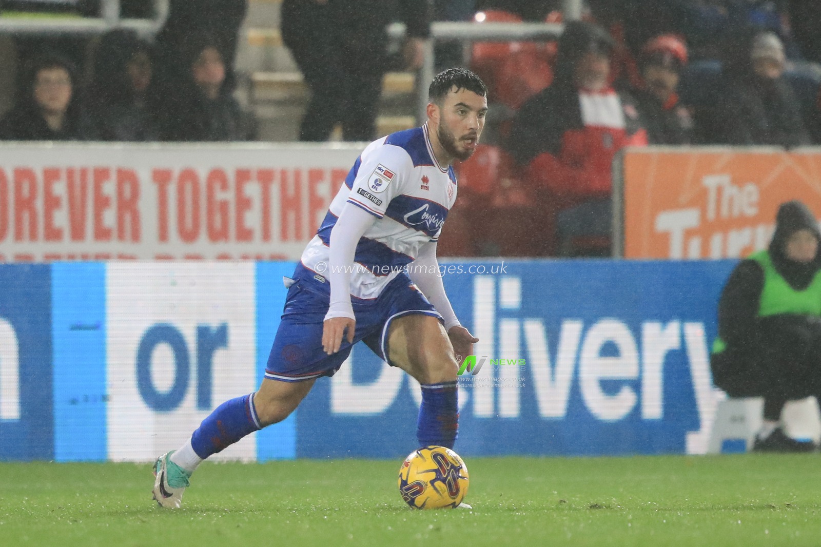 Ilias Chair #10 of Queens Park Rangers breaks with the ball during the Sky Bet Championship match Rotherham United vs Queens Park Rangers at New York Stadium, Rotherham, United Kingdom, 4th November 2023

(Photo by Alfie Cosgrove/News Images)