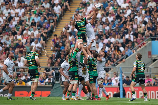 Northampton Saints win a line out during the Gallagher PREM Final match Northampton Saints vs Exeter Chiefs at Allianz Stadium, Twickenham, United Kingdom on 20 June 2026.

(Photo by Alex Williamson/News Images)