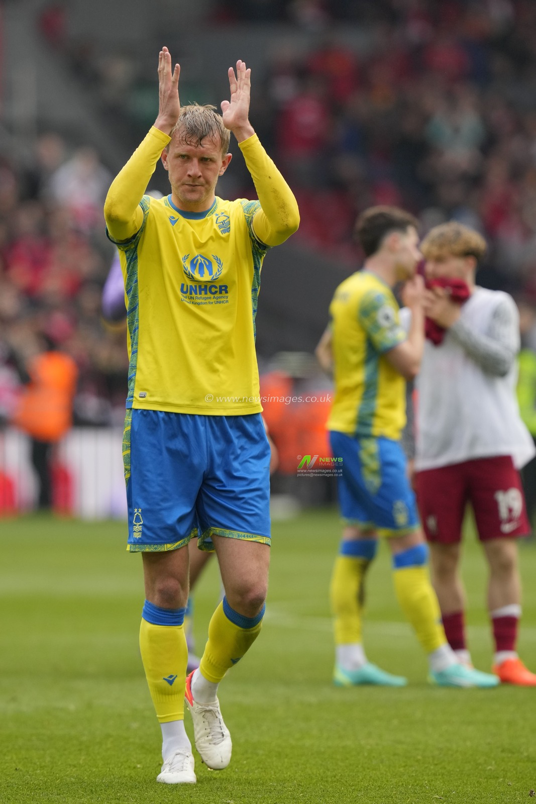 Joe Worrall #4 of Nottingham Forest salutes the fans after the Premier League match Liverpool vs Nottingham Forest at Anfield, Liverpool, United Kingdom, 22nd April 2023

(Photo by Steve Flynn/News Images)
