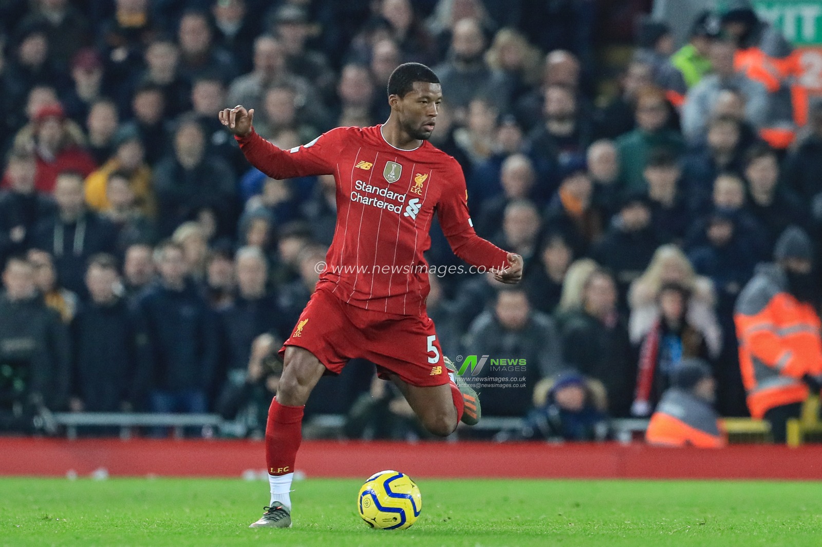 29th December 2019, Anfield, Liverpool, England; Premier League, Liverpool v Wolverhampton Wanderers : Georginio Wijnaldum (5) of Liverpool in action during the game 

Credit: Mark Cosgrove/News Images