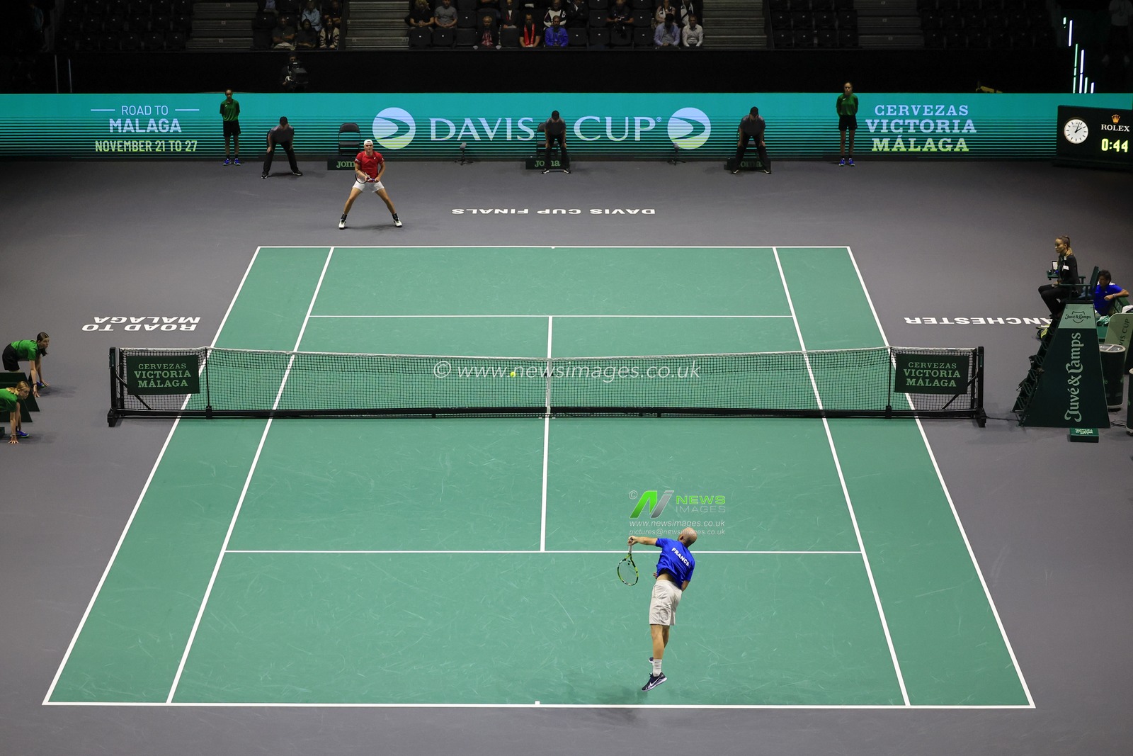The match between Dominic Stricker (SUI) and Adrian Mannarino (FRA) during the Davis Cup match France vs Switzerland at Manchester AO Arena, Manchester, United Kingdom, 12th September 2023

(Photo by Conor Molloy/News Images)