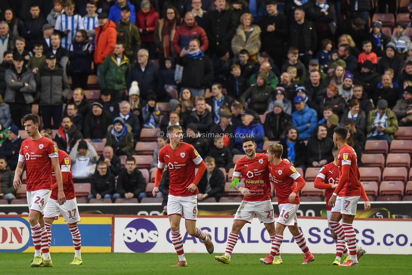 11th January 2020, Oakwell, Barnsley, England; Sky Bet Championship, Barnsley v Huddersfield Town : Alex Mowatt (27) of Barnsley FC celebrates opening goal.

Credit: Dean Williams/News Images