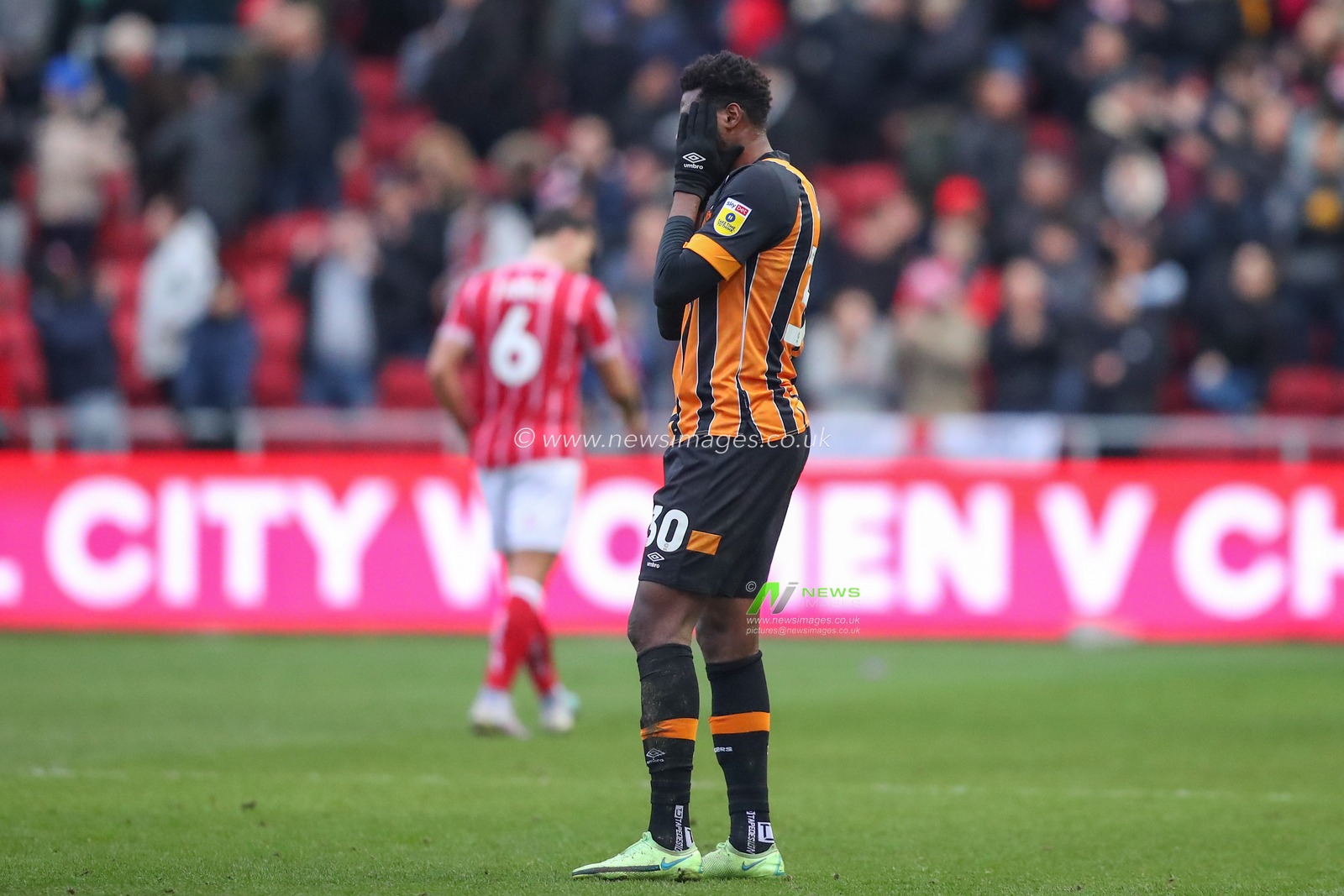 Benjamin Tetteh #30 of Hull City looks dejected after the Sky Bet Championship match Bristol City vs Hull City at Ashton Gate, Bristol, United Kingdom, 25th February 2023

(Photo by Gareth Evans/News Images)