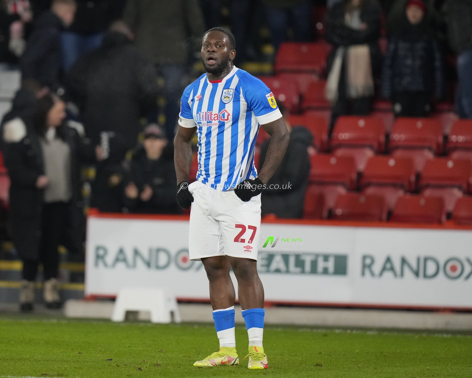 A dejected Tyreece Simpson #27 of Huddersfield Town after the Sky Bet Championship match Sheffield United vs Huddersfield Town at Bramall Lane, Sheffield, United Kingdom, 10th December 2022

(Photo by Steve Flynn/News Images)