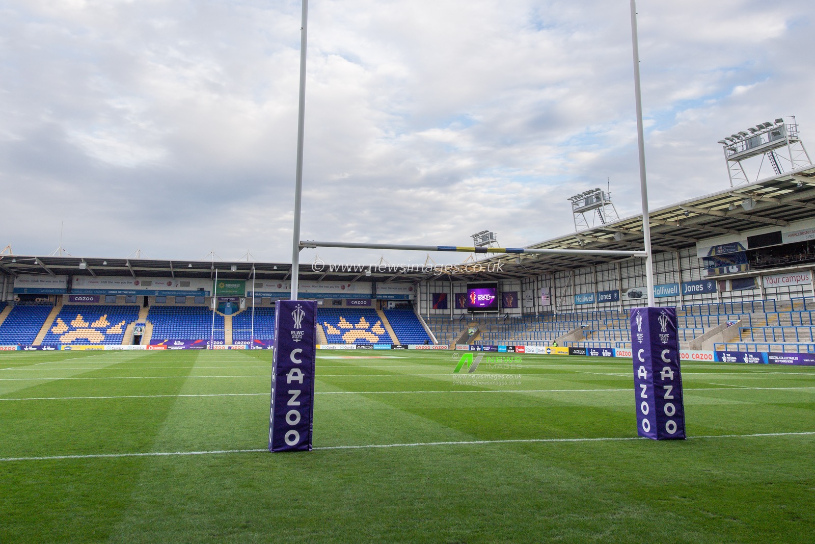 General view of The Halliwell Jones Stadium, venue for today's Rugby League World Cup 2021 match New Zealand vs Lebanon at Halliwell Jones Stadium, Warrington, United Kingdom, 16th October 2022

(Photo by Craig Thomas/News Images)