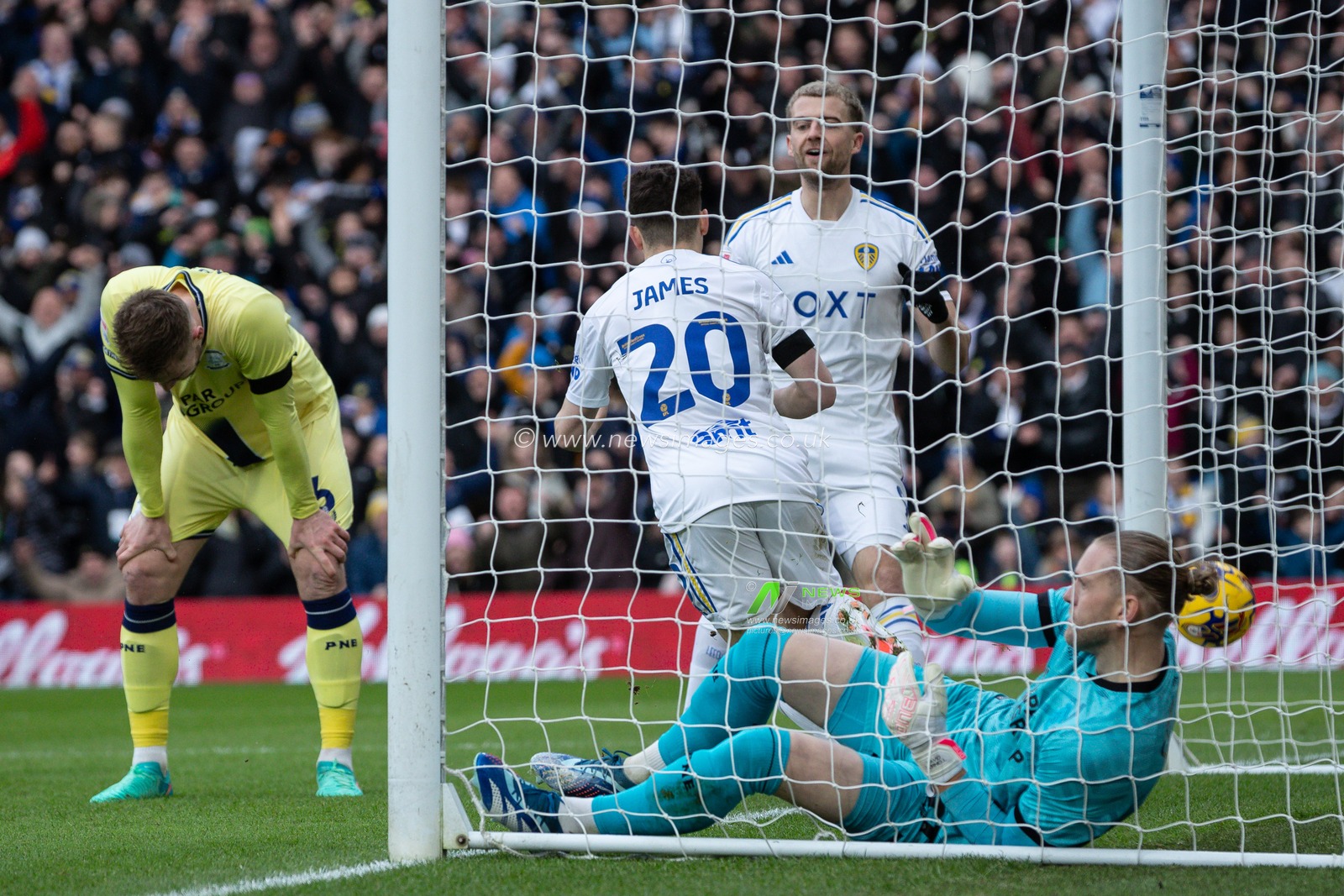 Daniel James of Leeds United celebrates his goal and makes the score 1-1 during the Sky Bet Championship match Leeds United vs Preston North End at Elland Road, Leeds, United Kingdom, 21st January 2024

(Photo by James Heaton/News Images)