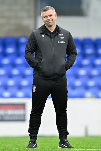 Steven Schumacher manager of Stoke City inspects the pitch ahead of the Pre-season friendly match Chester vs Stoke City at Deva Stadium, Chester, United Kingdom, 11th July 2024

(Photo by Cody Froggatt/News Images)