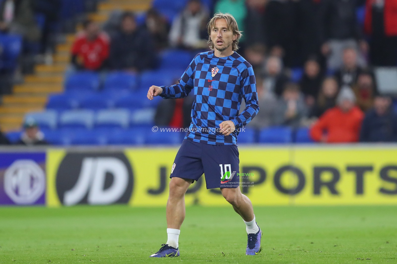Luka ModriÄ‡ #10 of Croatia during the pre-game warm up ahead of the UEFA Euro 2024 Qualifiers match Wales vs Croatia at Cardiff City Stadium, Cardiff, United Kingdom, 15th October 2023

(Photo by Gareth Evans/News Images)