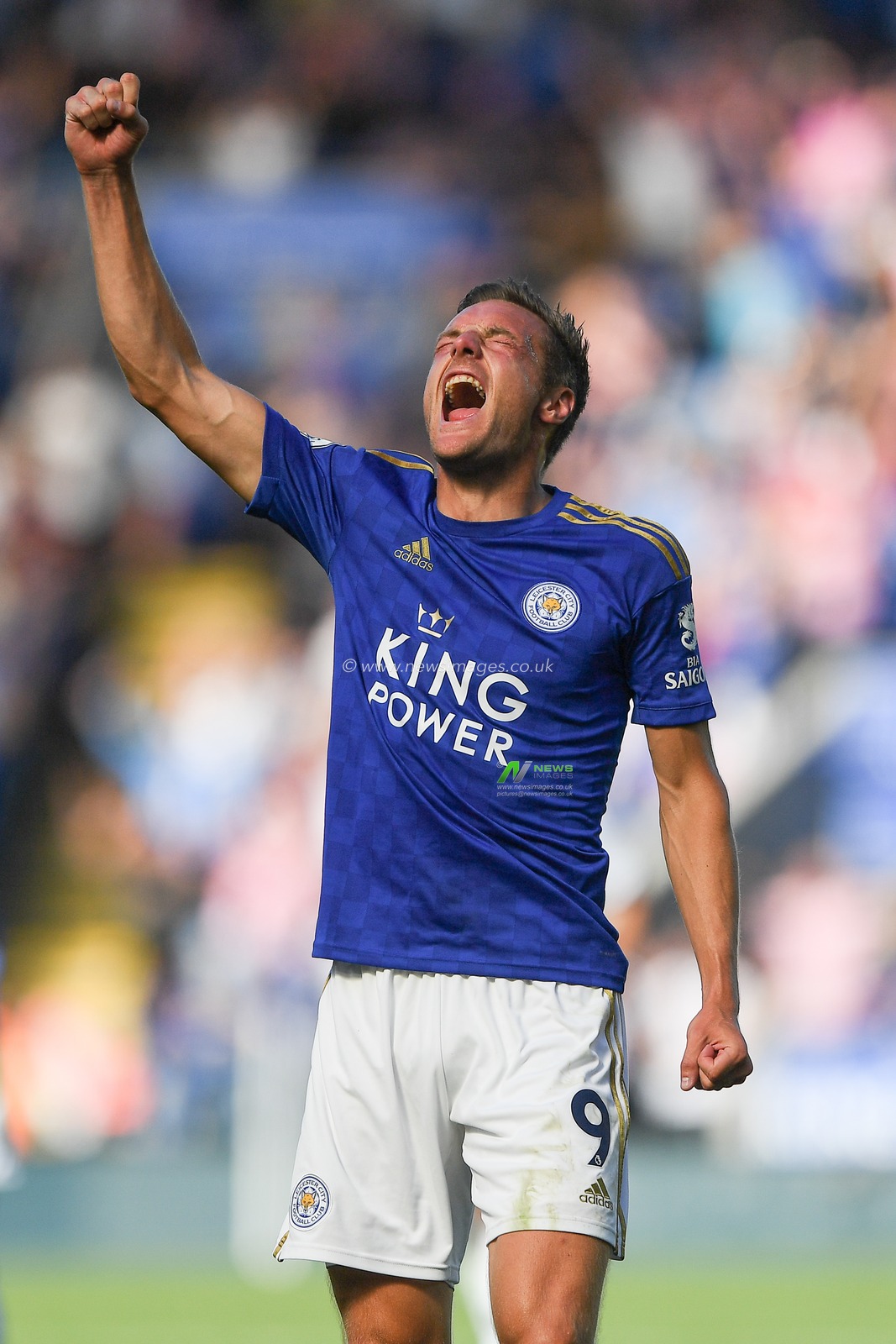 21st September 2019, King Power Stadium, Leicester, England ; Premier League Football, Leicester City vs Tottenham Hotspur : Jamie Vardy (9) of Leicester City punches the air as the final whistle is blown


Credit: Jon Hobley/News Images

English Football League images are subject to DataCo Licence