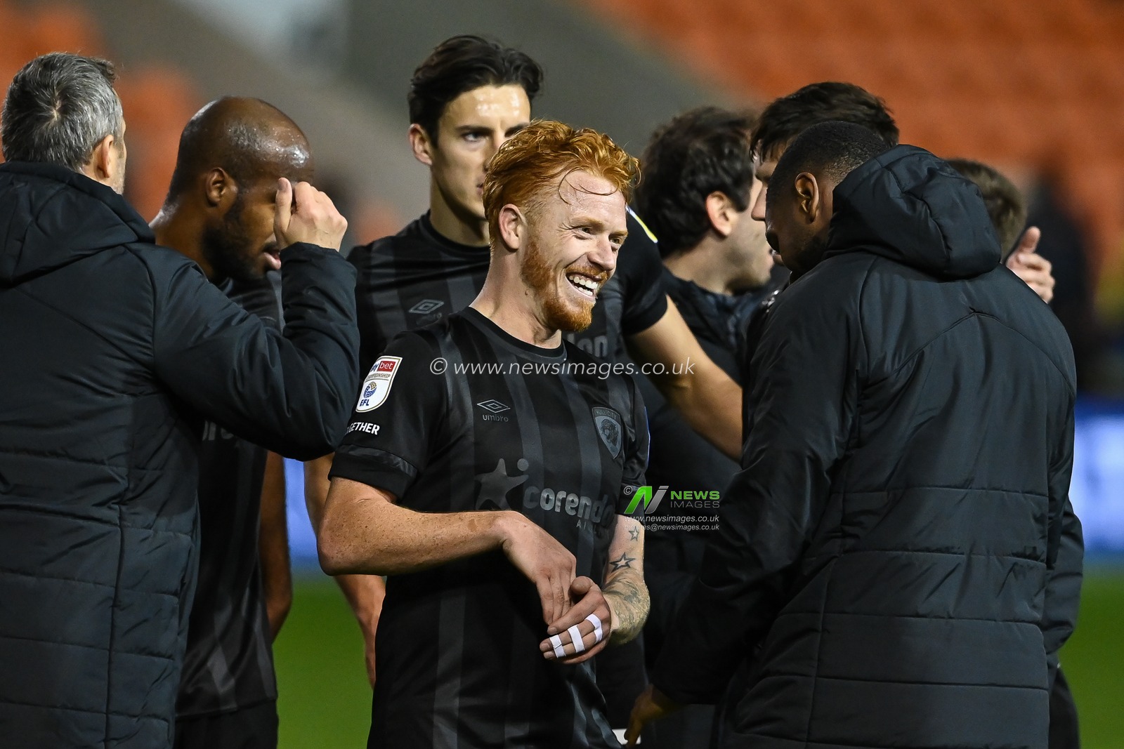 Ryan Woods #15 of Hull City is all smiles at the end of the  Sky Bet Championship match Blackpool vs Hull City at Bloomfield Road, Blackpool, United Kingdom, 19th October 2022

(Photo by Craig Thomas/News Images)