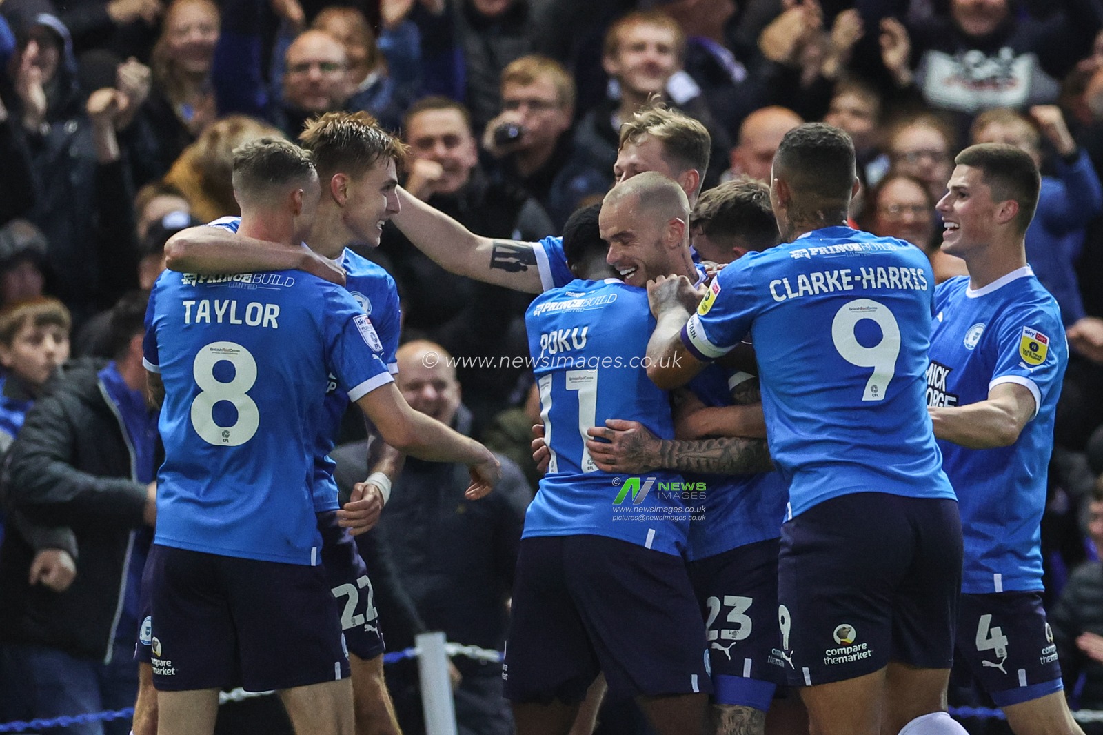 Joe Ward #23 of Peterborough United celebrates his goal to make it 2-0 during the Sky Bet League 1 Play-Offs match Peterborough vs Sheffield Wednesday at Weston Homes Stadium, Peterborough, United Kingdom, 12th May 2023

(Photo by Mark Cosgrove/News Images)