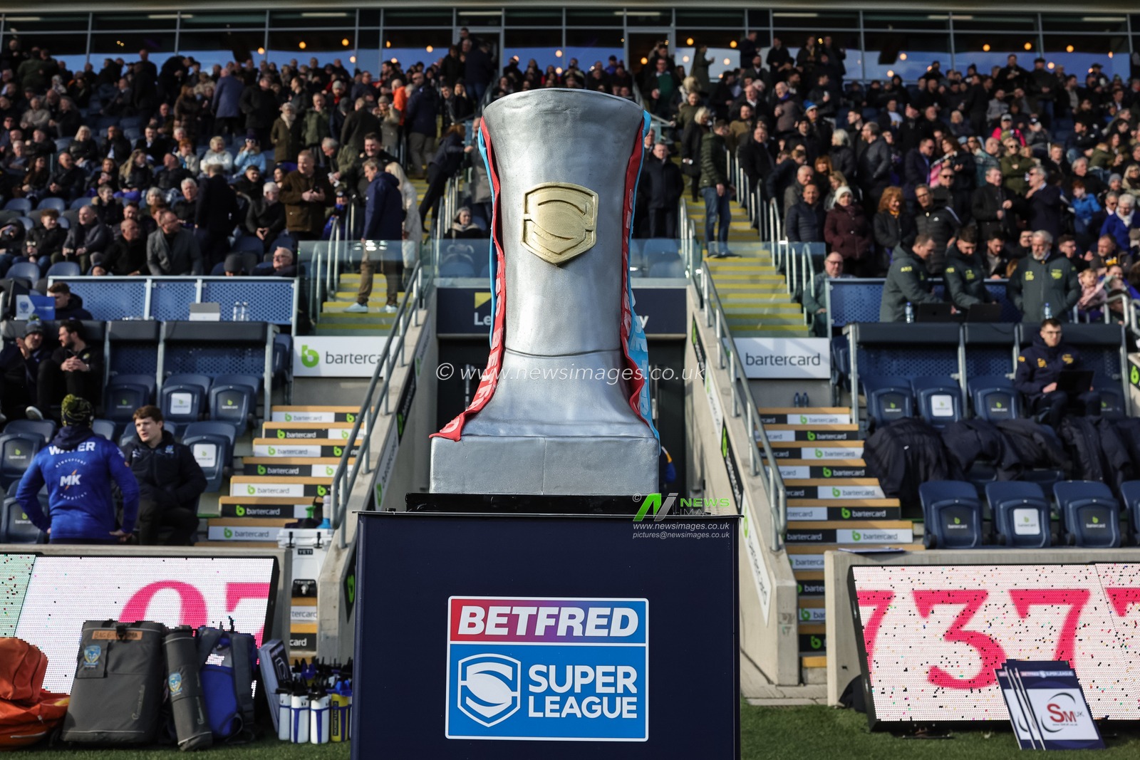 30 year Super League trophy birthday cake during the Betfred Super League round 6 match Leeds Rhinos vs Warrington Wolves at AMT Headingley Stadium, Leeds, United Kingdom on 29 March 2026

(Photo by Mark Cosgrove/News Images)