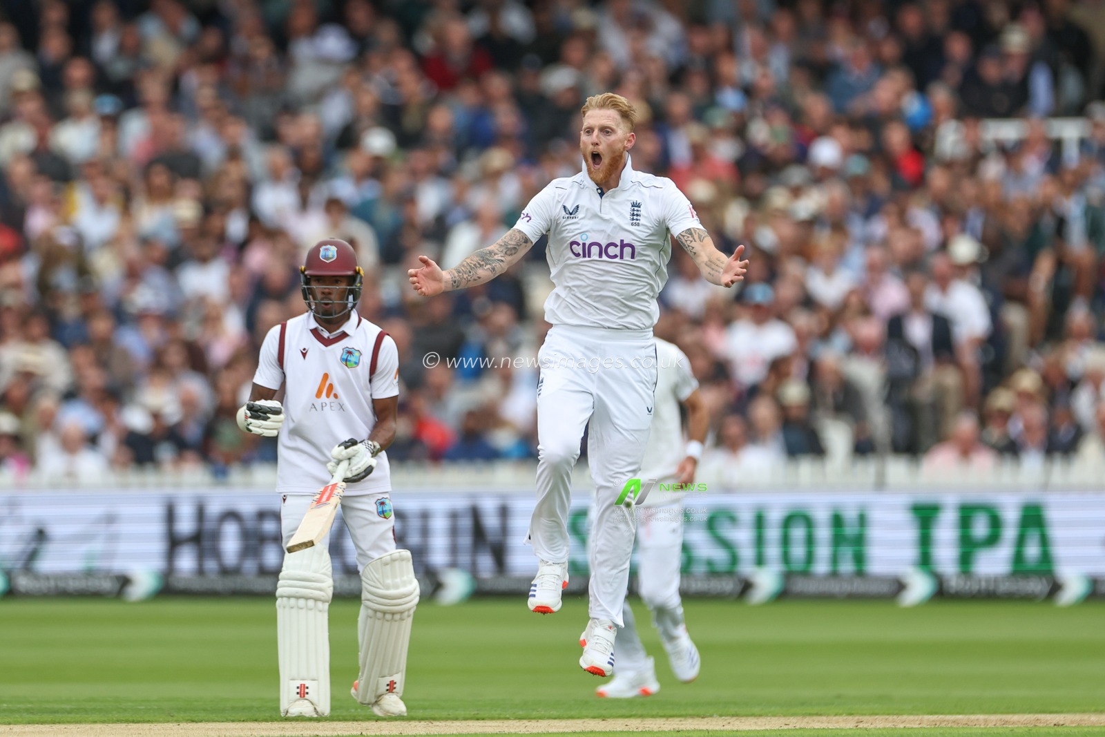 Ben Stokes of England celebrates the wicket of Mikyle Louis of West Indies during the 1st Rothesay Test Match day 1 England v West Indies at Lords, London, United Kingdom, 10th July 2024

(Photo by Mark Cosgrove/News Images)