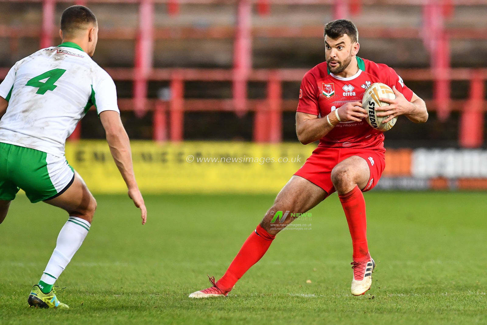 11th November 2018 , Racecourse Ground,  Wrexham, Wales ;  Rugby League World Cup Qualifier,Wales v Ireland ; Elliot Kear of Wales in action


Credit:   Craig Thomas/News Images