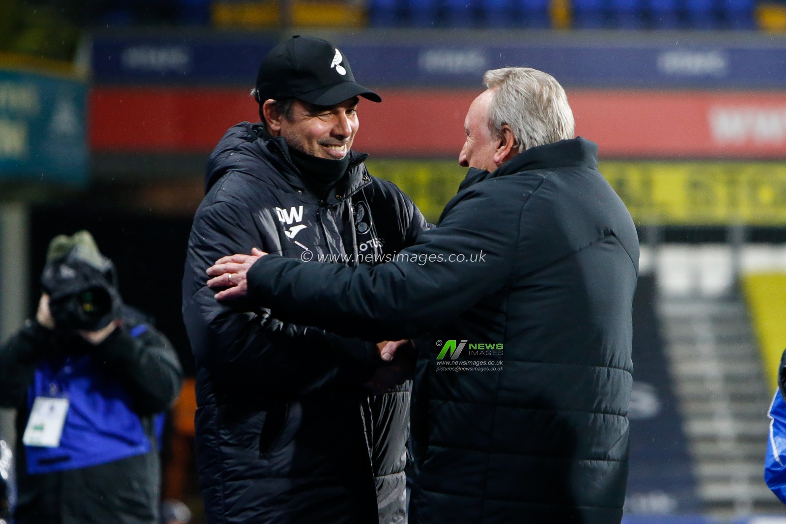 Dean Wagner manager of Norwich City and Neil Warnock head coach / Manager of Huddersfield Town during the Sky Bet Championship match Huddersfield Town vs Norwich City at John Smith's Stadium, Huddersfield, United Kingdom, 15th March 2023

(Photo by Ben Early/News Images)