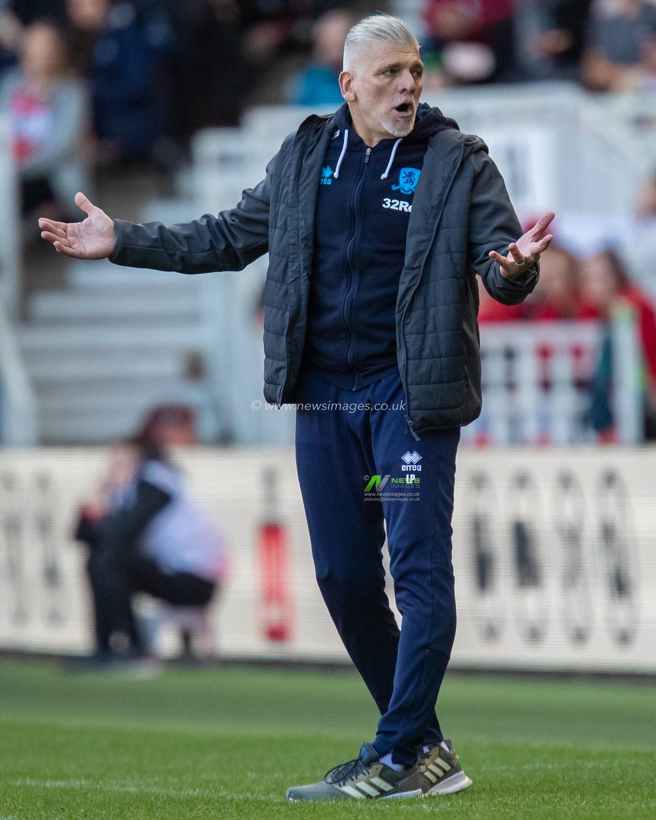 Leo Percovich Caretaker Manager of Middlesbrough gestures and reacts during the Sky Bet Championship match Middlesbrough vs Huddersfield Town at Riverside Stadium, Middlesbrough, United Kingdom, 22nd October 2022

(Photo by James Heaton/News Images)