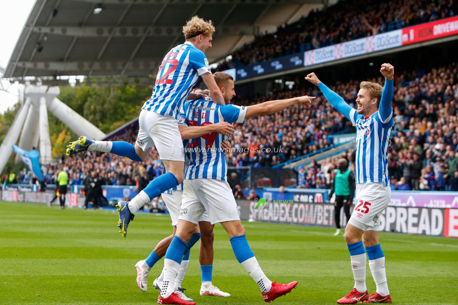 Michal Helik #39 of Huddersfield TownCelebrates scoring a goal to make it 2-0 during the Sky Bet Championship match Huddersfield Town vs Hull City at John Smith's Stadium, Huddersfield, United Kingdom, 9th October 2022

(Photo by Ben Early/News Images)