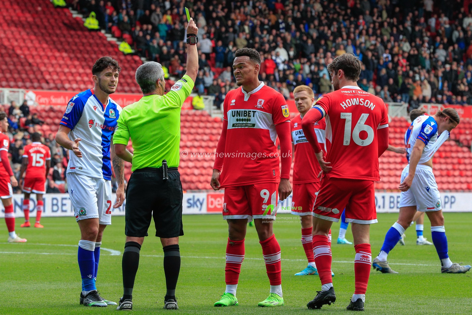 Rodrigo Muniz #9 of Middlesbrough gets a yellow card during the Sky Bet Championship match Middlesbrough vs Blackburn Rovers at Riverside Stadium, Middlesbrough, United Kingdom, 15th October 2022

(Photo by James Heaton/News Images)