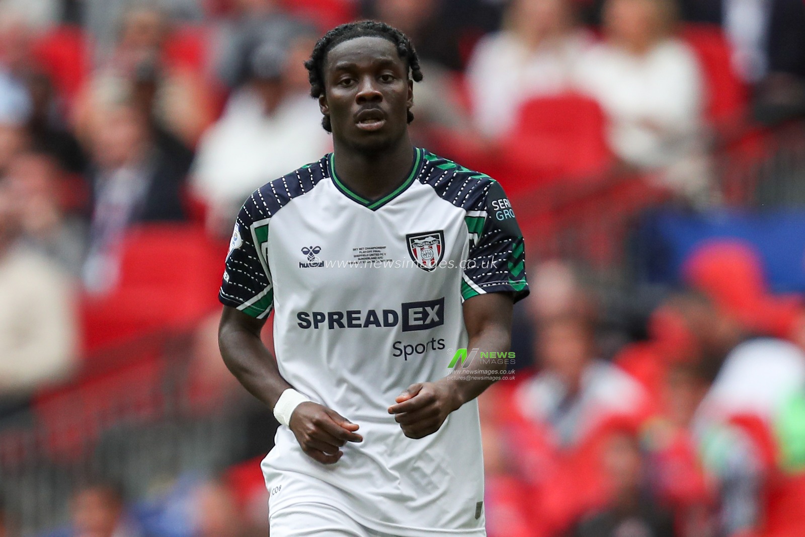 Eliezer Mayenda of Sunderland during the Sky Bet Championship Playoff Final match Sheffield United vs Sunderland at Wembley Stadium, London, United Kingdom, 24th May 2025

(Photo by Izzy Poles/News Images)