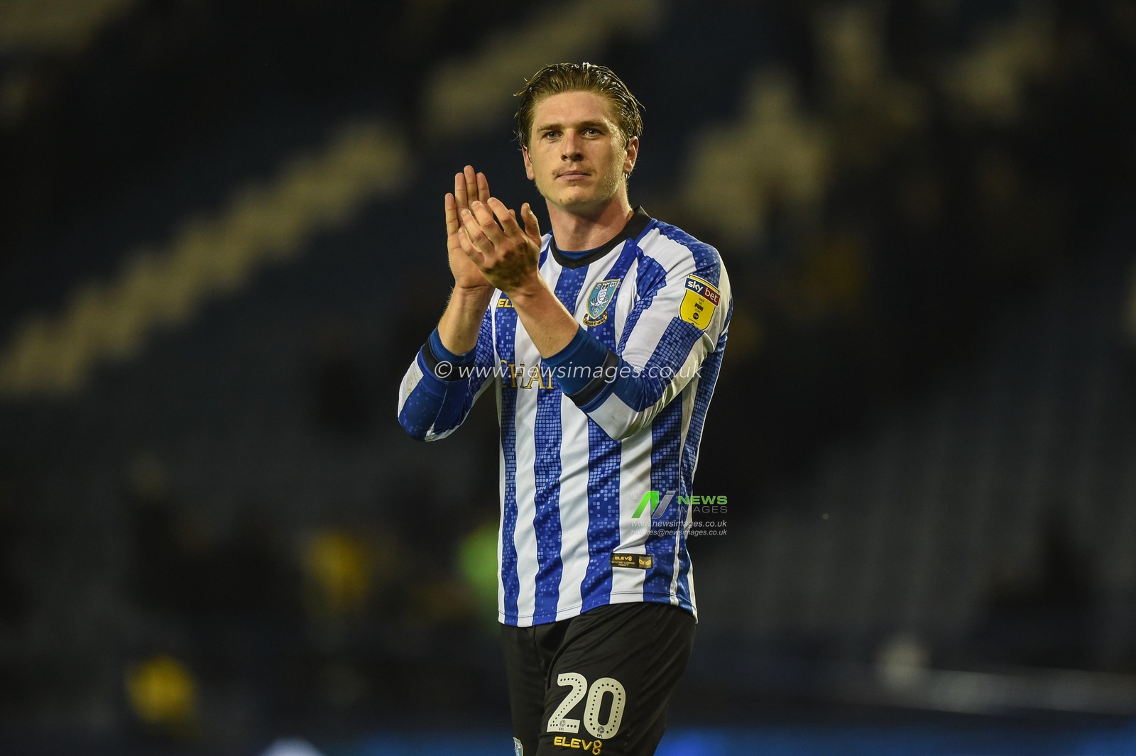22nd October 2019, Hillsborough, Sheffield, England; Sky Bet Championship, Sheffield Wednesday v Stoke City : Adam Reach (20) of Sheffield Wednesday applauds fans after 1-0 win over Stoke City.
Credit: Dean Williams/News Images