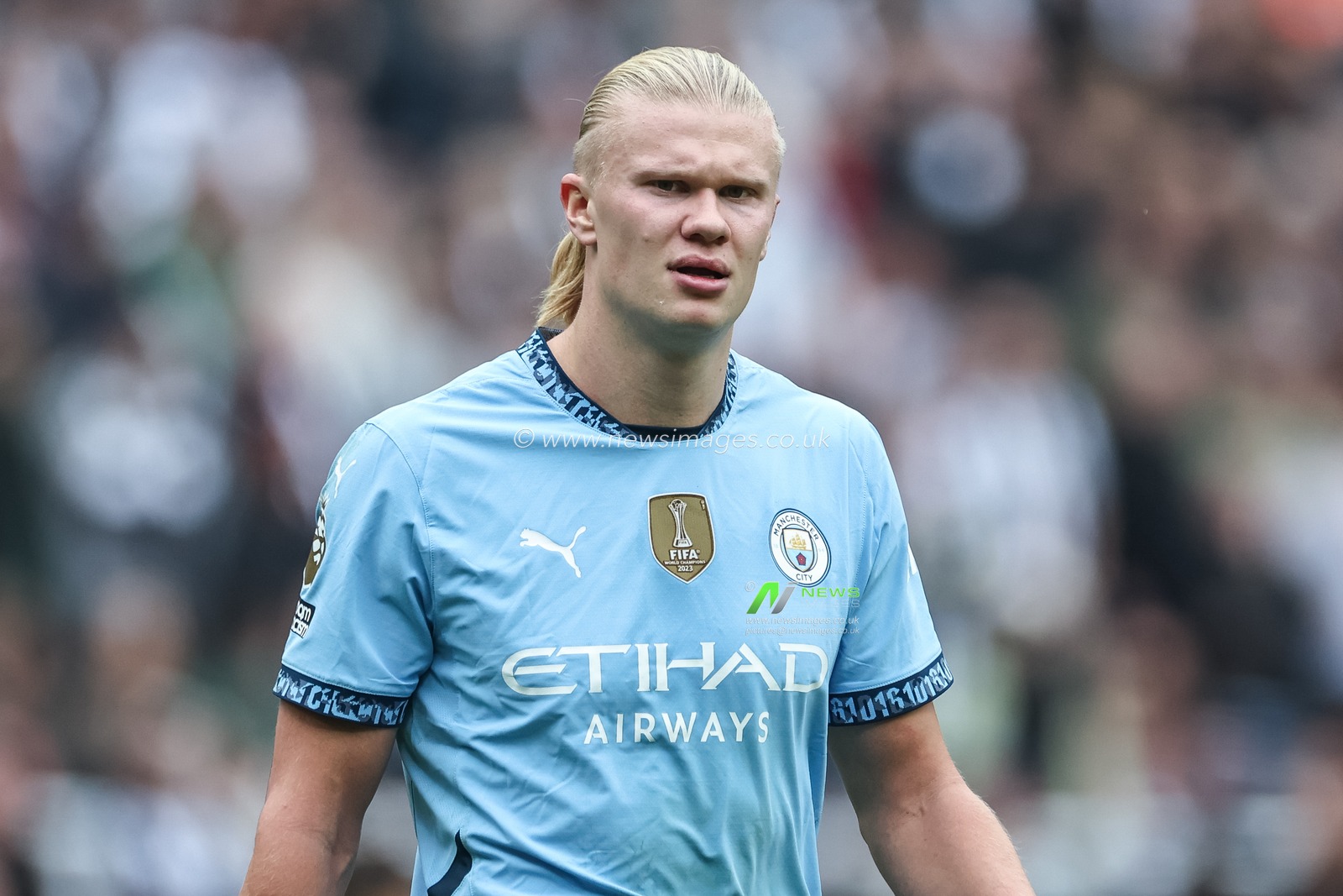 Erling Haaland of Manchester City during the Premier League match Newcastle United vs Manchester City at St. James's Park, Newcastle, United Kingdom, 28th September 2024

(Photo by Mark Cosgrove/News Images)