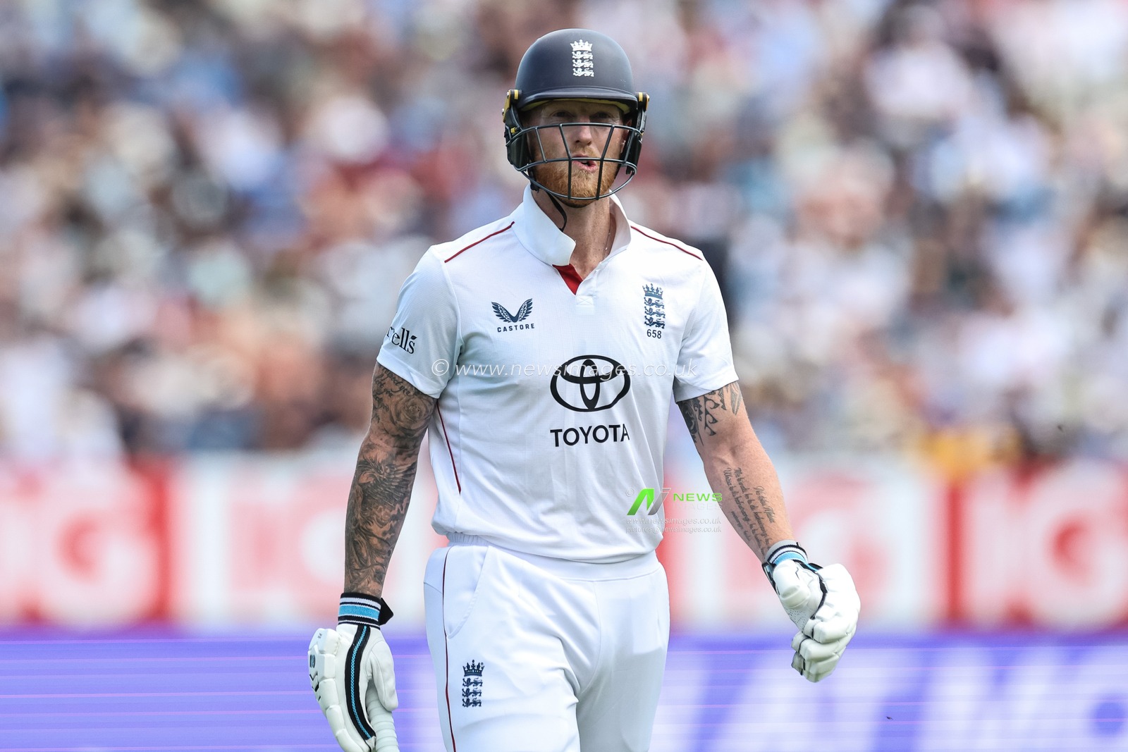England captain Ben Stokes leaves the field of play after been dismissed for a golden duck during the 2nd Rothesay Test Match day 3 England v India at Edgbaston, Birmingham, United Kingdom, 4th July 2025

(Photo by Mark Cosgrove/News Images)