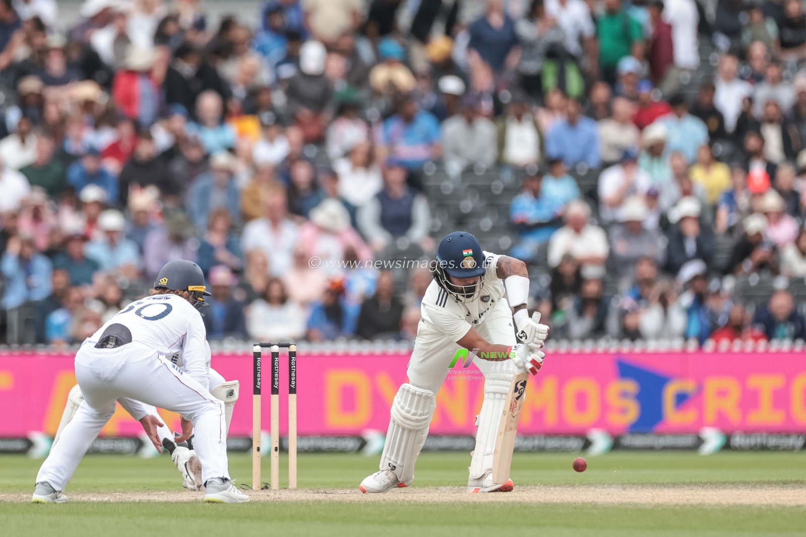 KL Rahul of India hits the ball for one run during the 4th Rothesay Test Match Day 5 England vs India at Old Trafford Cricket Ground, Manchester, United Kingdom, 27th July 2025

(Photo by Mark Cosgrove/News Images)