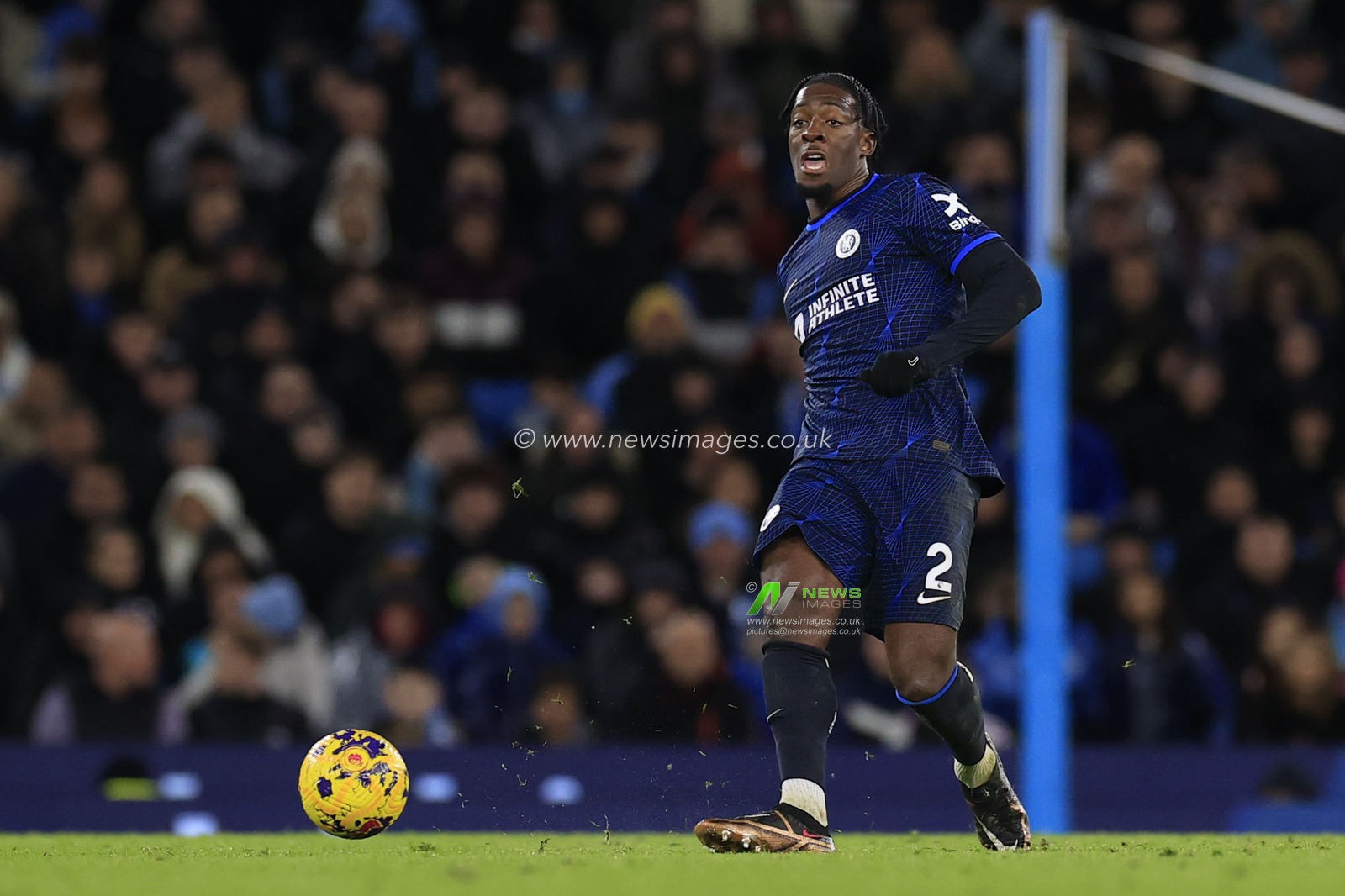 Axel Disasi of Chelsea passes the ball during the Premier League match Manchester City vs Chelsea at Etihad Stadium, Manchester, United Kingdom, 17th February 2024

(Photo by Conor Molloy/News Images)