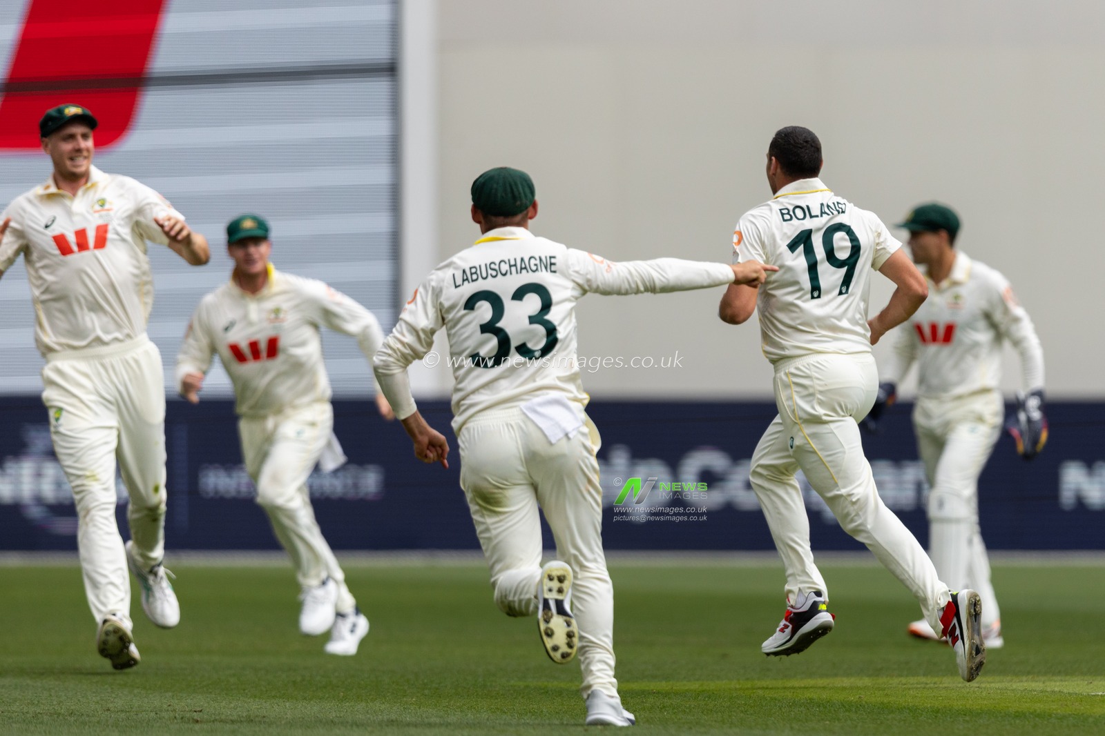 Australian team players are seen celebrating the fall of a wicket [CricketMBG.MatchFooterDuring]

(Photo by Santanu Banik/News Images)

*** GER AUT SUI OUT ***