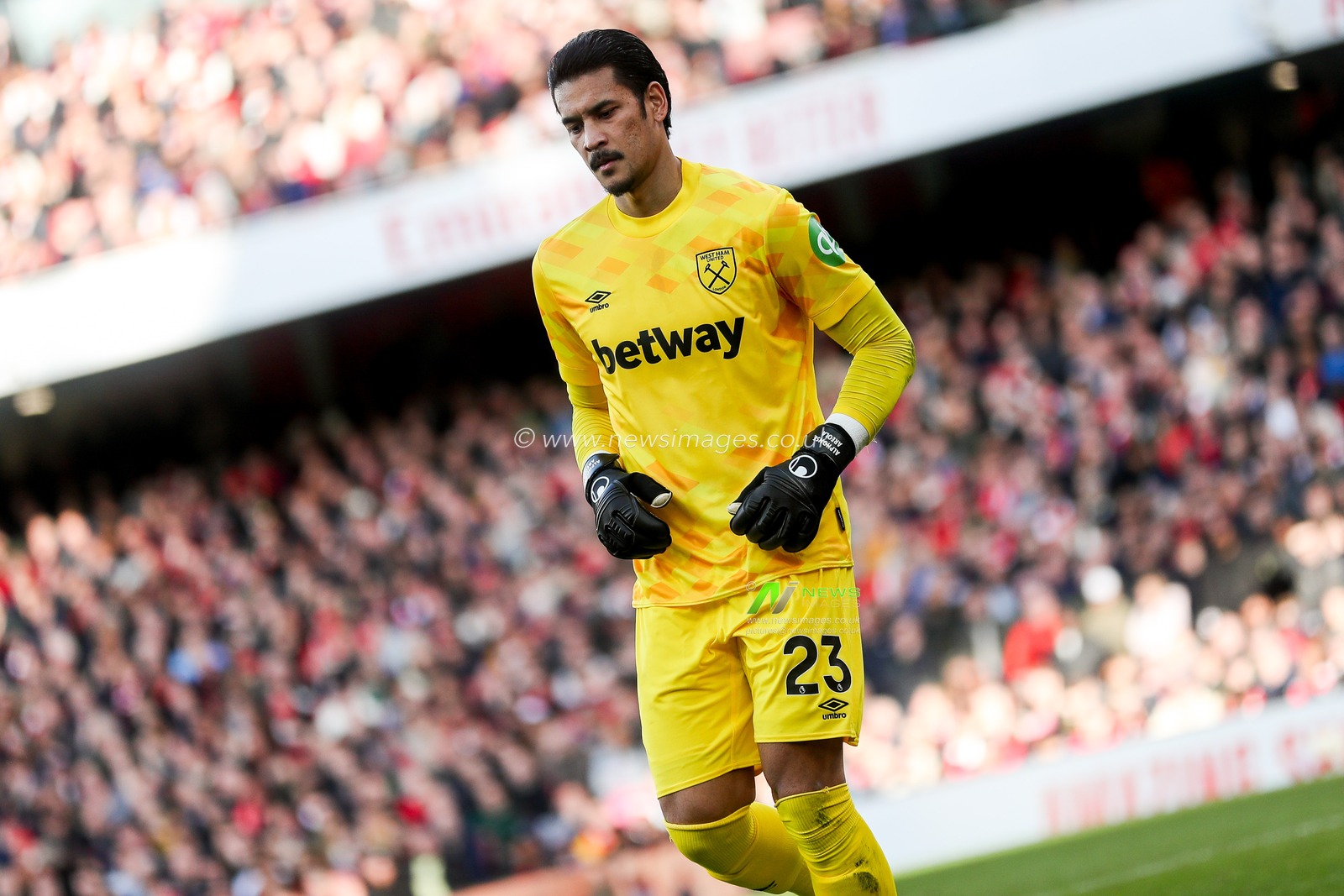 Alphonse Areola of West Ham United in action during the Premier League match Arsenal vs West Ham United at Emirates Stadium, London, United Kingdom, 22nd February 2025

(Photo by Izzy Poles/News Images)