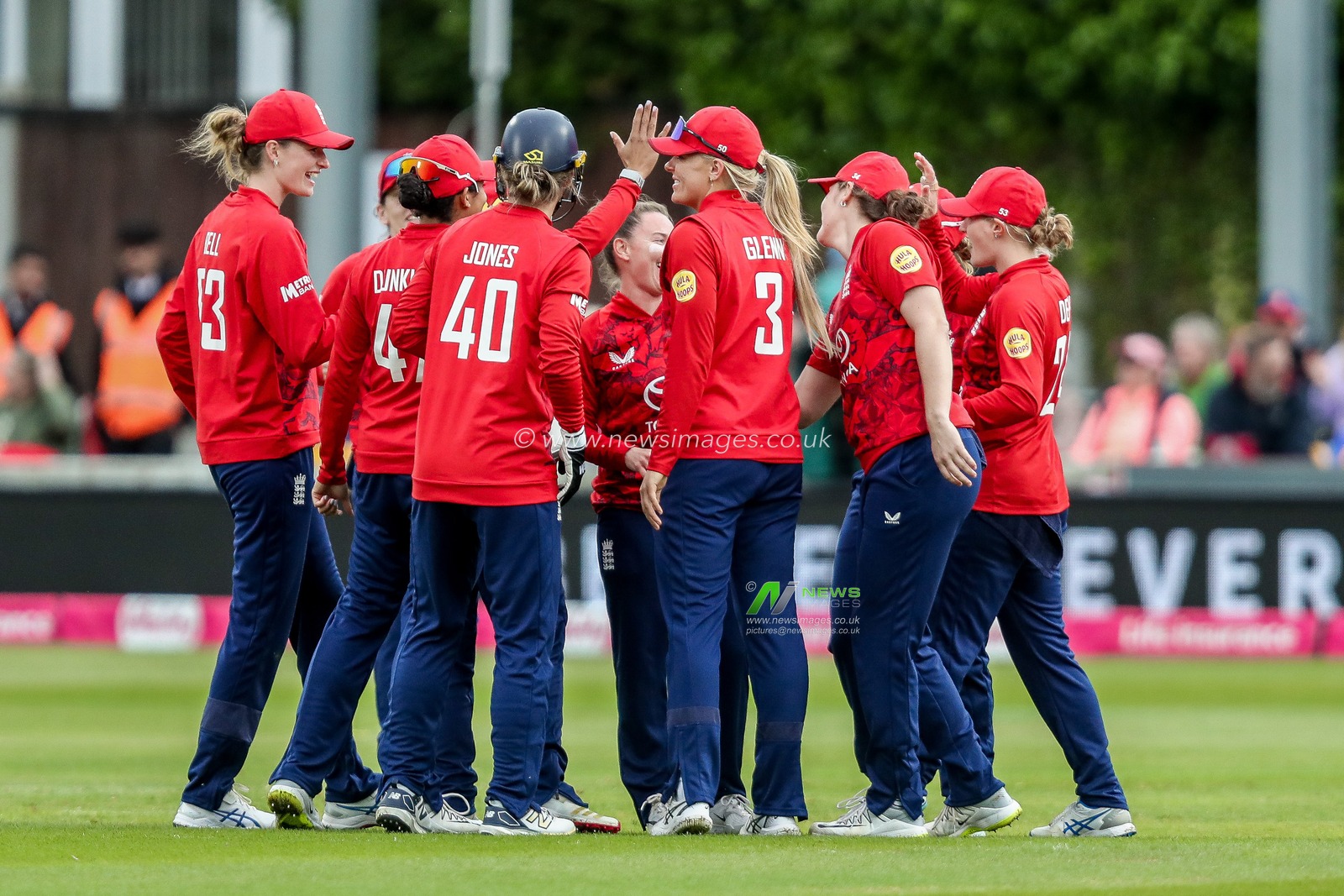 Linsey Smith of England Women celebrates after the dismissal of Jahzara Claxton of West Indies Women during the 3rd Vitality IT20 Series match England Women vs West Indies Women at The Cloud County Ground, Chelmsford, United Kingdom, 26th May 2025

(Photo by Izzy Poles/News Images)