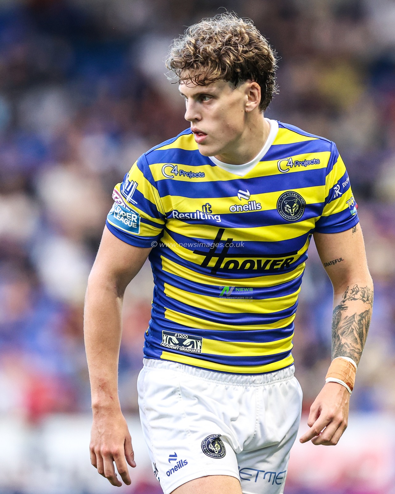 Arron Lindop of Warrington Wolves during the Betfred Super League round 15 match Warrington Wolves vs Leeds Rhinos at The Halliwell Jones Stadium, Warrington, United Kingdom on 18 June 2026

(Photo by Alfie Cosgrove/News Images)
