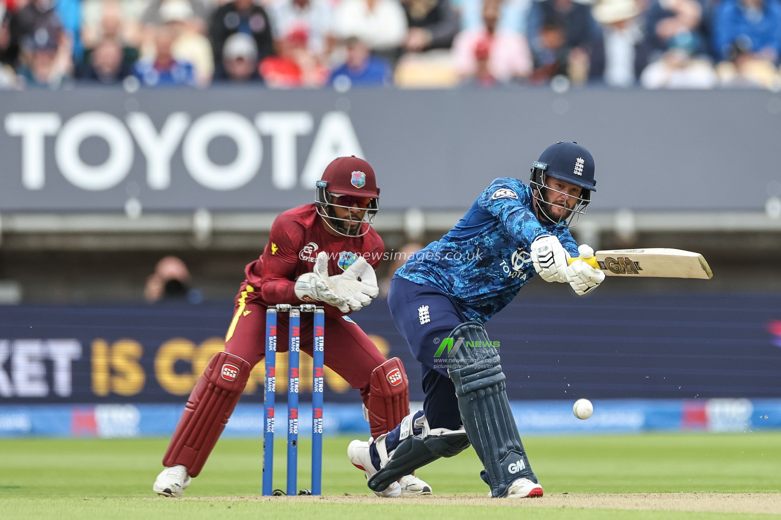 Ben Duckett hits the ball for one run during the 1st Metro Bank ODI England vs West Indies at Edgbaston, Birmingham, United Kingdom, 29th May 2025

(Photo by Mark Cosgrove/News Images)