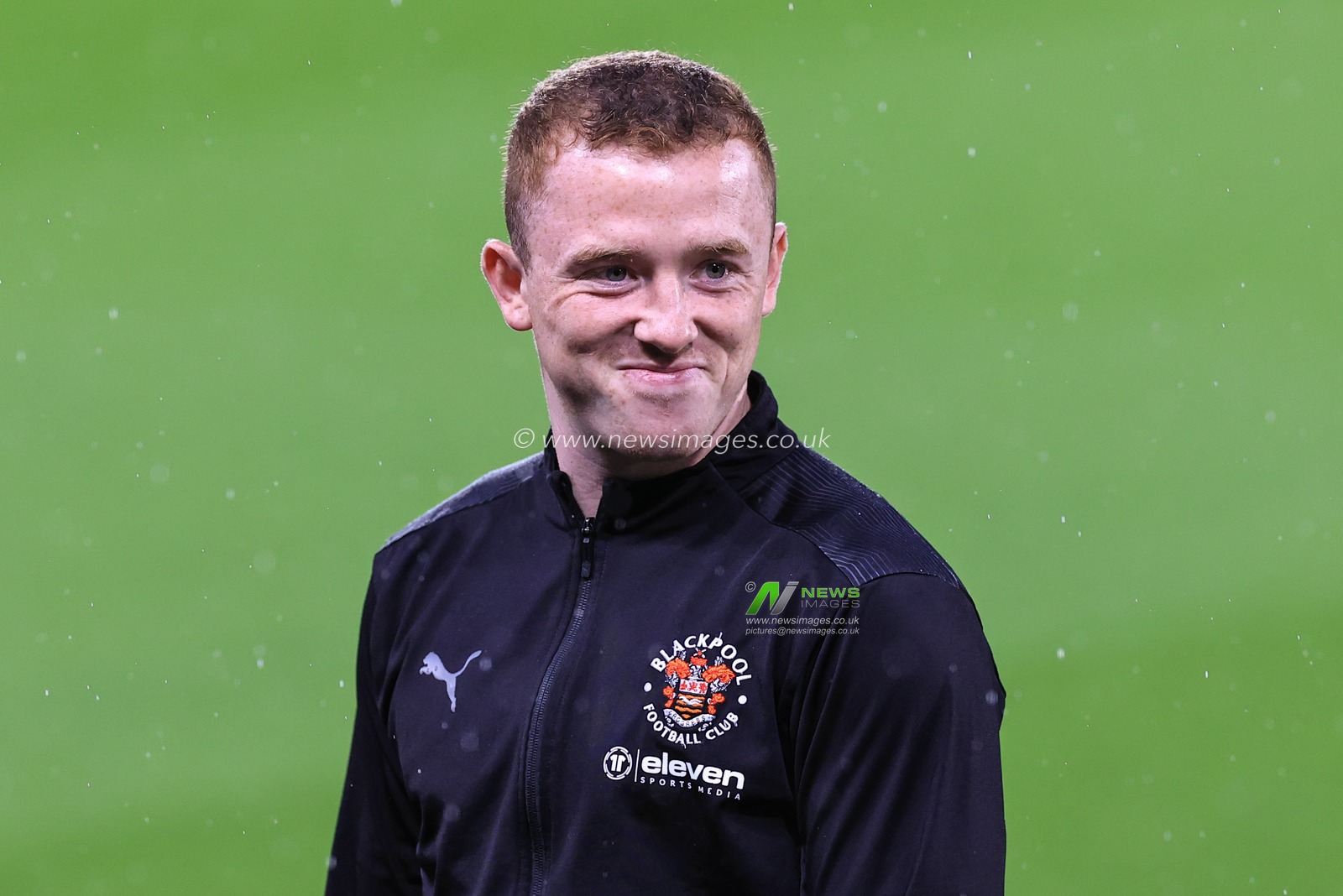 Shayne Lavery #19 of Blackpool arrives at the MKM Stadium