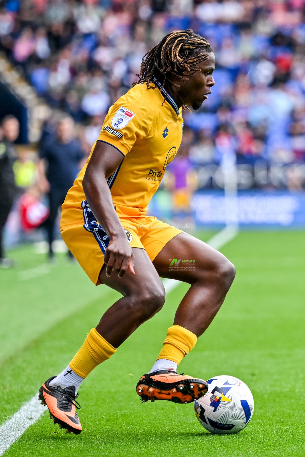 Nathan Asiimwe of AFC Wimbledon during the Sky Bet League 1 match Bolton Wanderers vs AFC Wimbledon at Toughsheet Community Stadium, Bolton, United Kingdom, 6th September 2025

(Photo by Adam Gee/News Images)