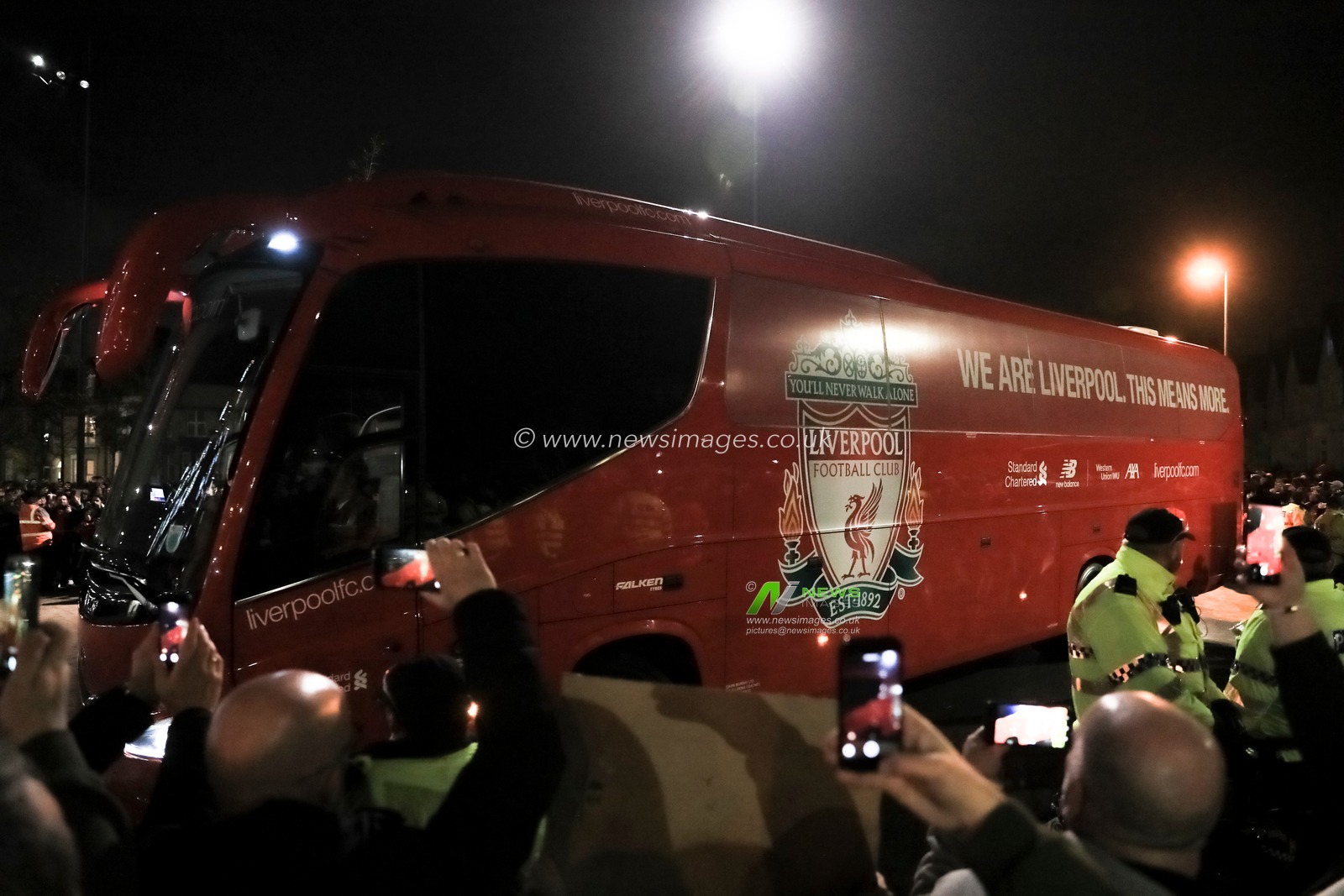 27th November 2019, Anfield, Liverpool, England; UEFA Champions League, Liverpool v Napoli : Liverpool team coach arrives at Anfield

Credit: Mark Cosgrove/News Images