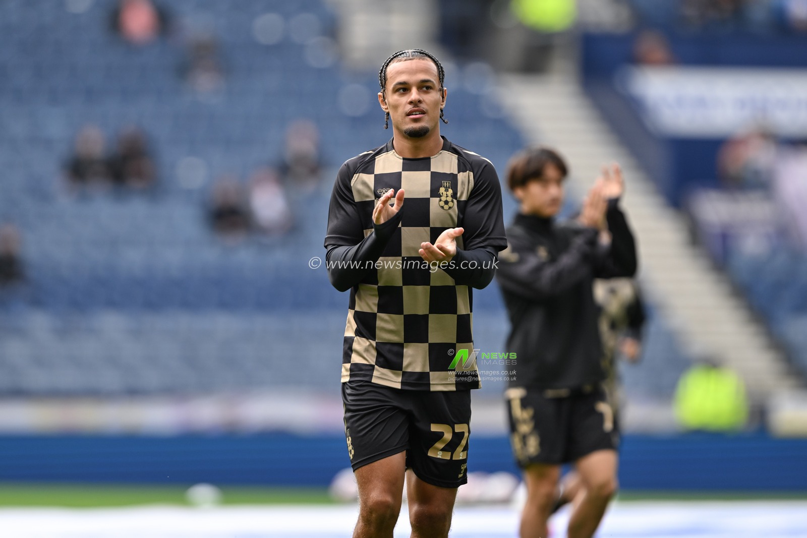 Joel Latibeaudiere of Coventry City claps fans as he warms up ahead of the Sky Bet Championship match Preston North End vs Coventry City at Deepdale, Preston, United Kingdom, 19th October 2024

(Photo by Cody Froggatt/News Images)