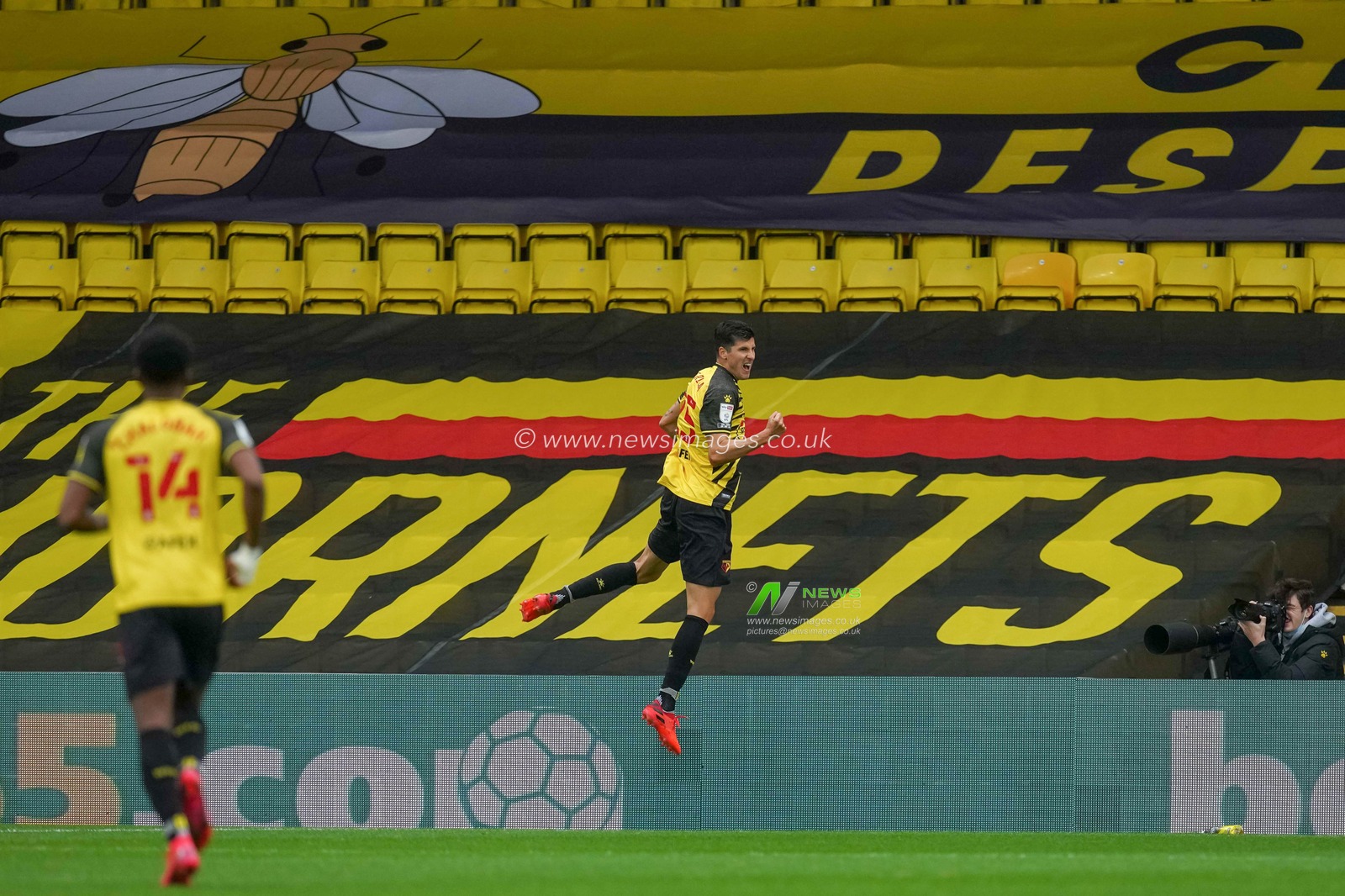 Stipe Perica (25) of Watford celebrates scoring the opening goal of the game to make it  1:0