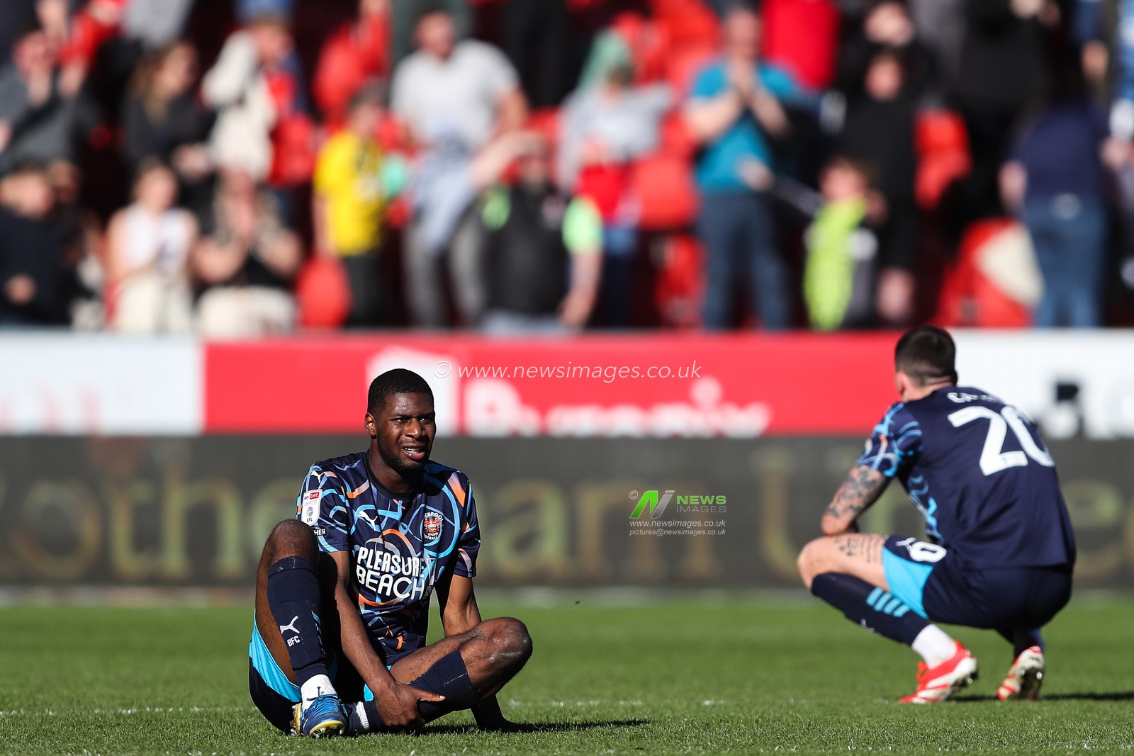 Odel Offiah of Blackpool reacts to his team's loss after the Sky Bet League 1 match Rotherham United vs Blackpool at New York Stadium, Rotherham, United Kingdom, 5th April 2025

(Photo by Gareth Evans/News Images)