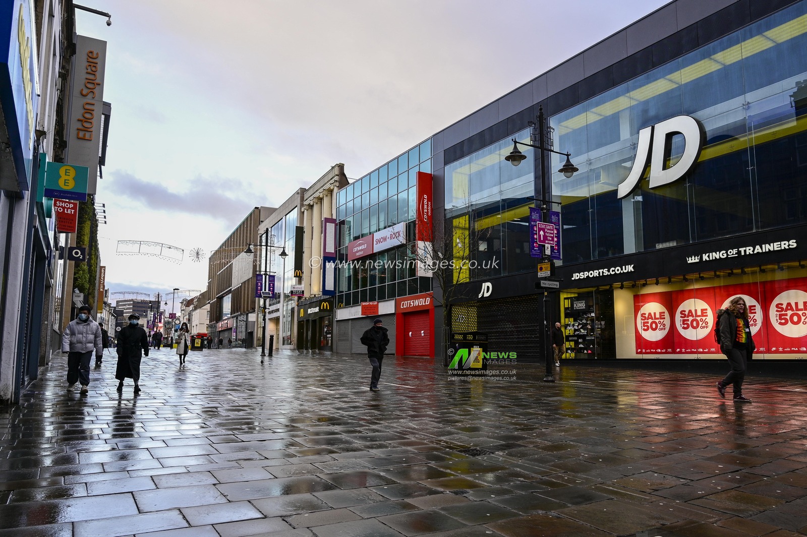 Northumberland Street in Newcastle upon Tyne, the main shopping street in the city centre, is very quiet after Prime Minister Boris Johnson announces new national lockdown for England expected to last until mid February at the earliest