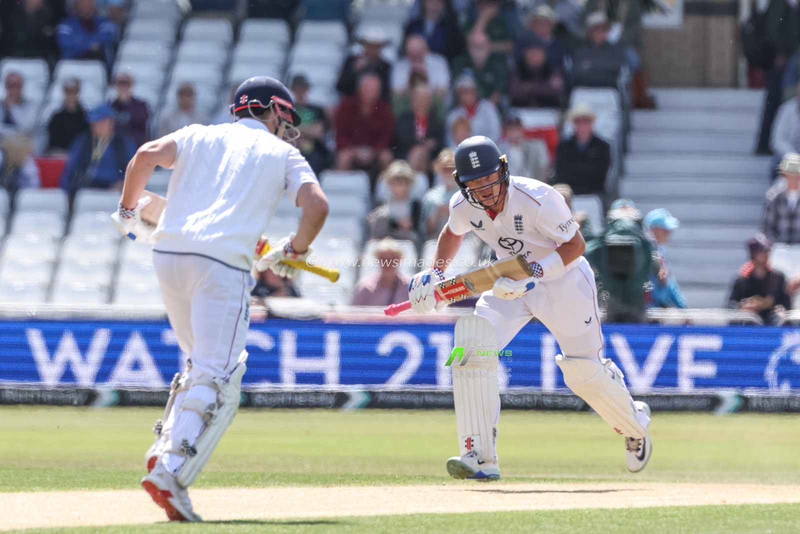 Ollie Pope of England hits the ball for one run and takes England to 500 runs during the Rothesay Test Match Day 2 England vs Zimbabwe at Trent Bridge, Nottingham, United Kingdom, 23rd May 2025

(Photo by Mark Cosgrove/News Images)